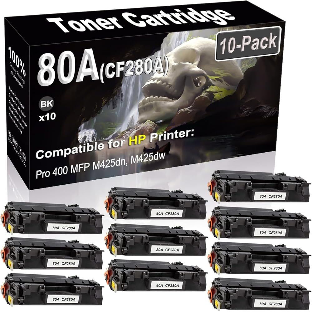 SINIYA 10-Pack Compatible High Capacity 80A CF280A Imaging Toner Cartridge use for Pro 400 M401dn M401dne M401dw Printer (Black)
