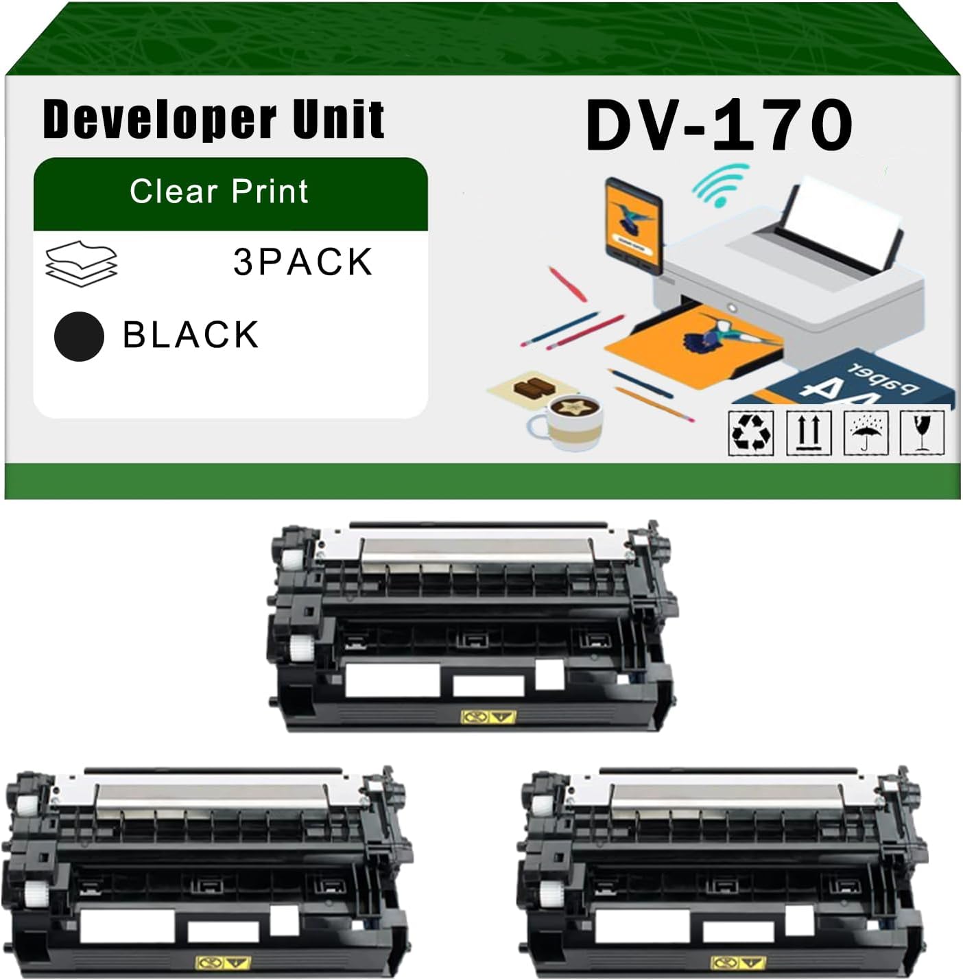 AGNNQ DV-170 Developer Unit Compatible for Toshiba ECOSYS M2035dn M2535dn P2135d P2135dn Printers, Office Printing is Easy Clear Smooth (3 Pack Black)