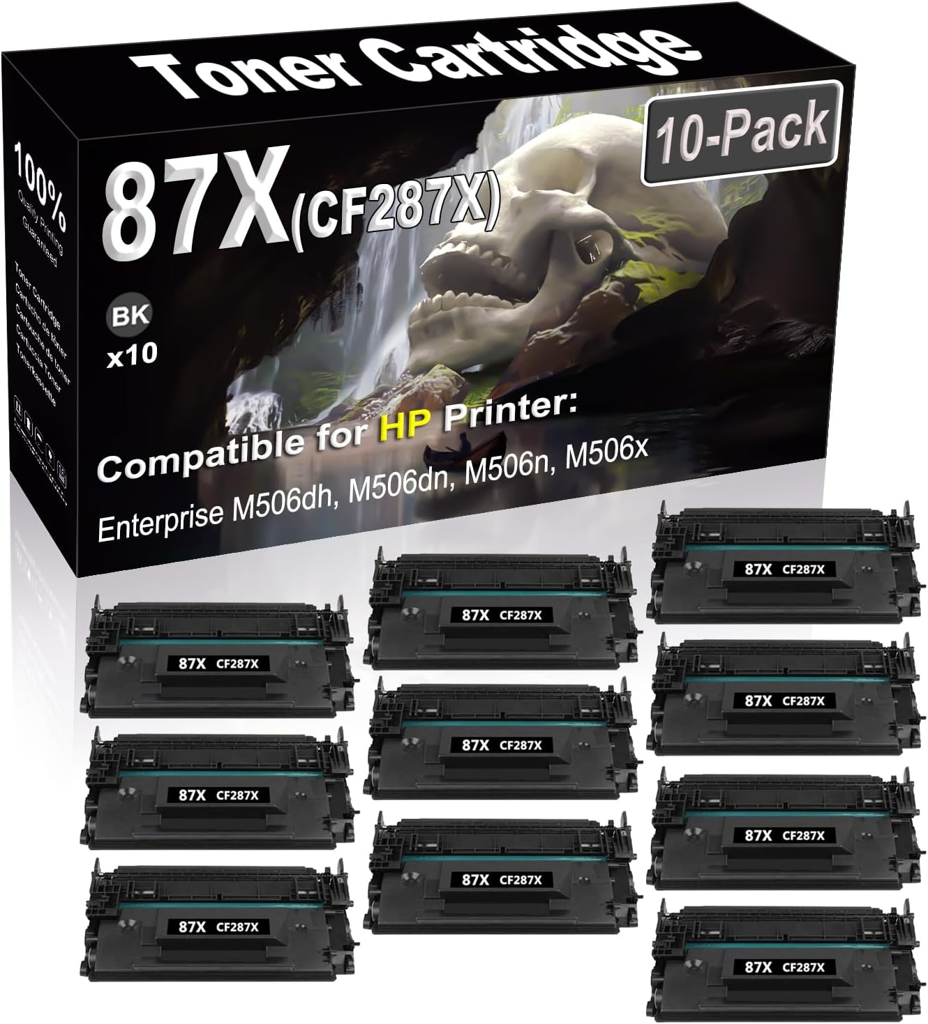 SINIYA 10-Pack (Black) Compatible High Yield 87X CF287X Laser Printer Toner Cartridge use for Enterprise Flow MFP M527c M527z Printer