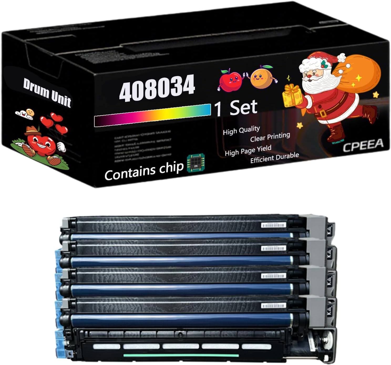 Compatible for Ricoh 408034 Drum Unit Work for Ricoh SP C842dn SP C840dn Printers, with Chip, High Yield 70000 Pages, Clear Printing (4-Pack BK/C/M/Y)