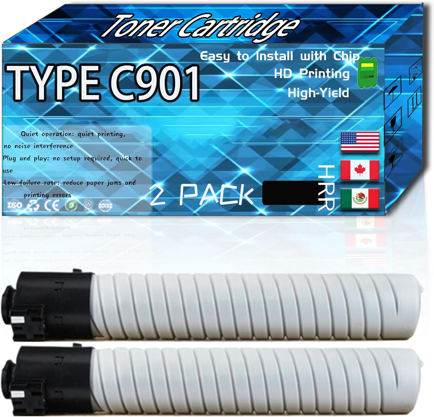 CEECN Compatible for Ricoh Type C901 Replacement Toner Cartridge Used with Pro C901 Pro C901S Printers, High Production Multiple Options (2 Pack Black)