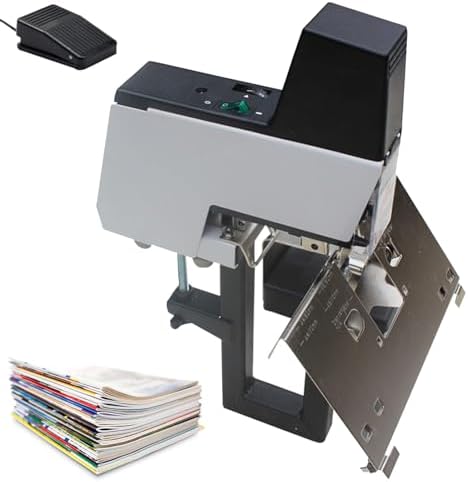 Automatic Saddle Binding Machine, Electric Book Stitcher with Dual Use Flat and Saddle Binder, Adjustable Pressure 9 Gears, Binding Thickness 2 to 30 Sheets, for Schools and Offices