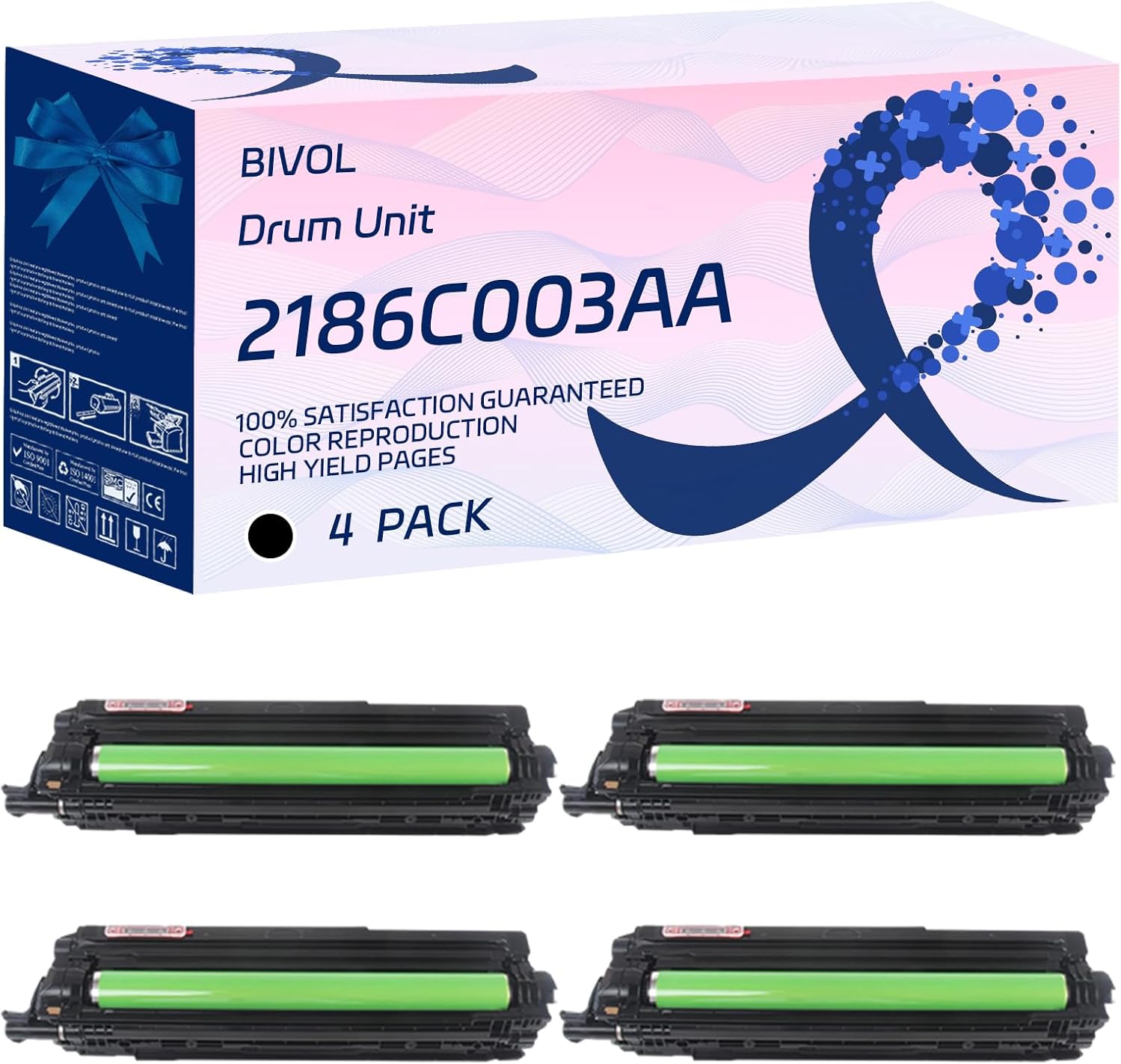 2186C003AA 2187C003AA 2188C003AA 2189C003AA Drum Unit Compatible for Canon imageRUNNER Advance C256iF III C356iF II Printers, with Chip, High Yield 55000 Pages, Vivid Colors (4 Pack Black)