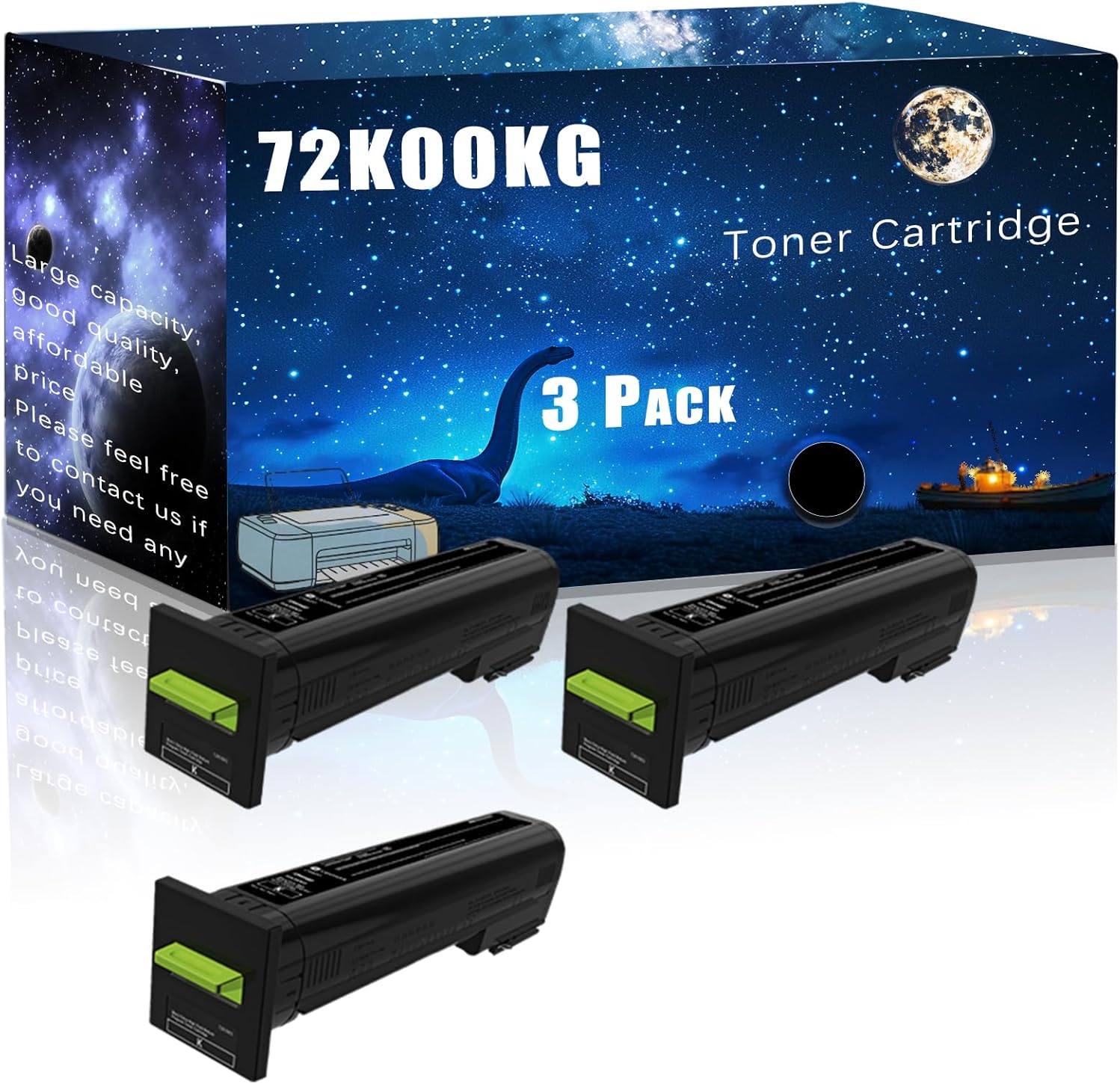 72K00KG Toner Cartridge Compatible for Lexmark CX820de CX820dtfe CX825de CX825dte CX825dtfe CX860de CX860dte CX860dtfe Printers,with Chip Large Printing Demands (3 Pack Black)