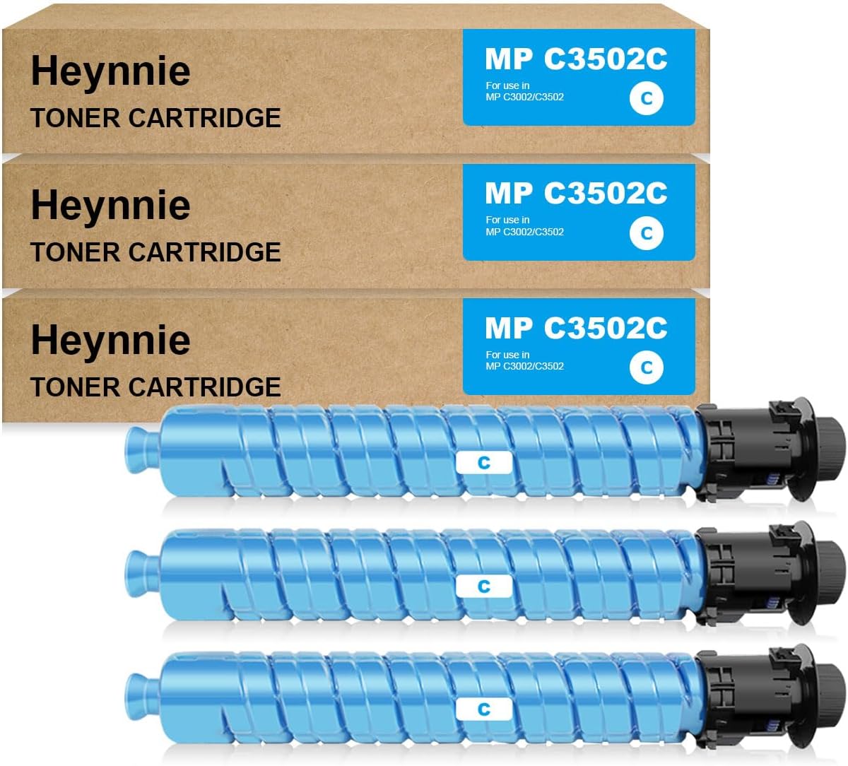 Heynnie Remanufactured MP C3502C Replacement for Ricoh Aficio MP C3002/C3502 Lanier MP C3002/C3502 Savin MP C3002/C3502 Gestetner DSC1230 (Cyan,3Pack)