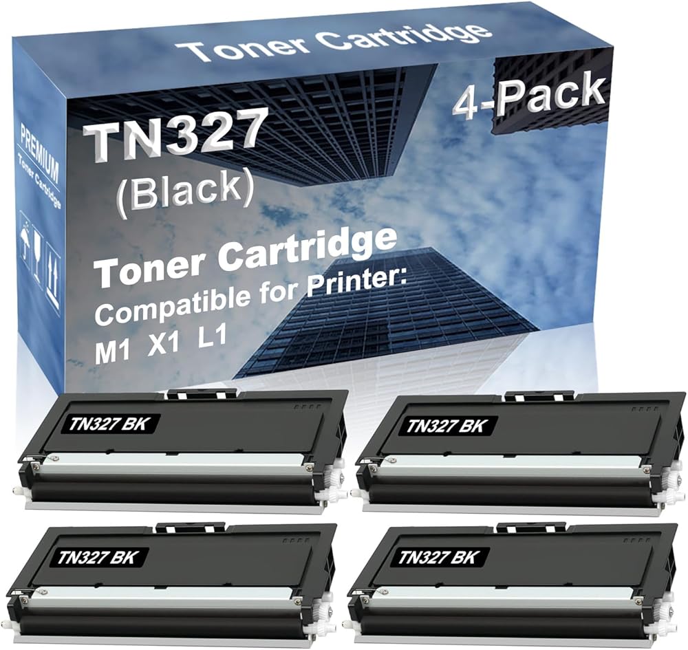 4-Pack Compatible High Yield M1 X1 L1 Laser Printer Toner Cartridge Replacement for TN327 Printer Cartridge (Black)
