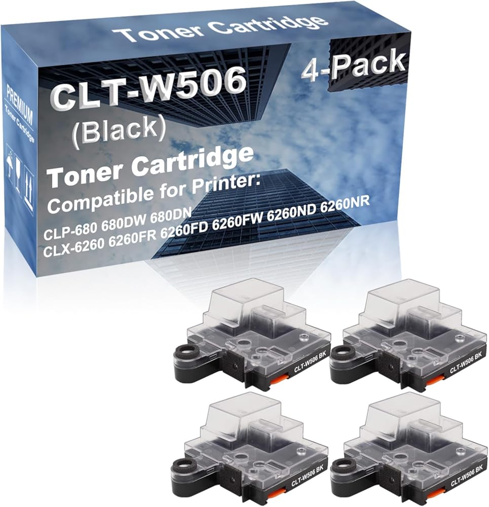4-Pack Compatible High Capacity CLT-W506 Waste Toner Container Box use for CLP-680 680DW 680DN Printer (Black)
