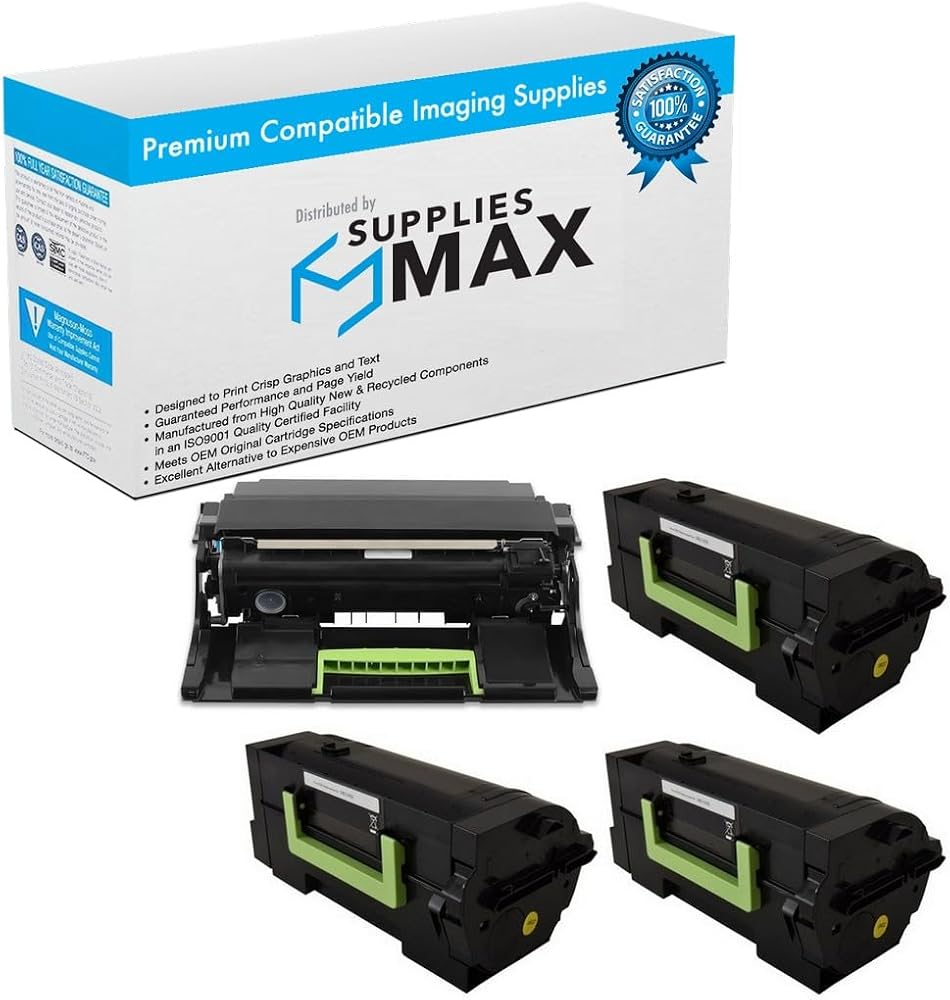 SuppliesMAX Compatible Replacement for Lexmark MS-725/MS-823/MS-825/MX-722/MX-725/MX-822/MX-826 Series Drum/Ultra High Yield Toner Value Combo Pack (1-Drum Unit/3-Toners) (58D0ZA0_1PK/58D0UAL_3PKVB)