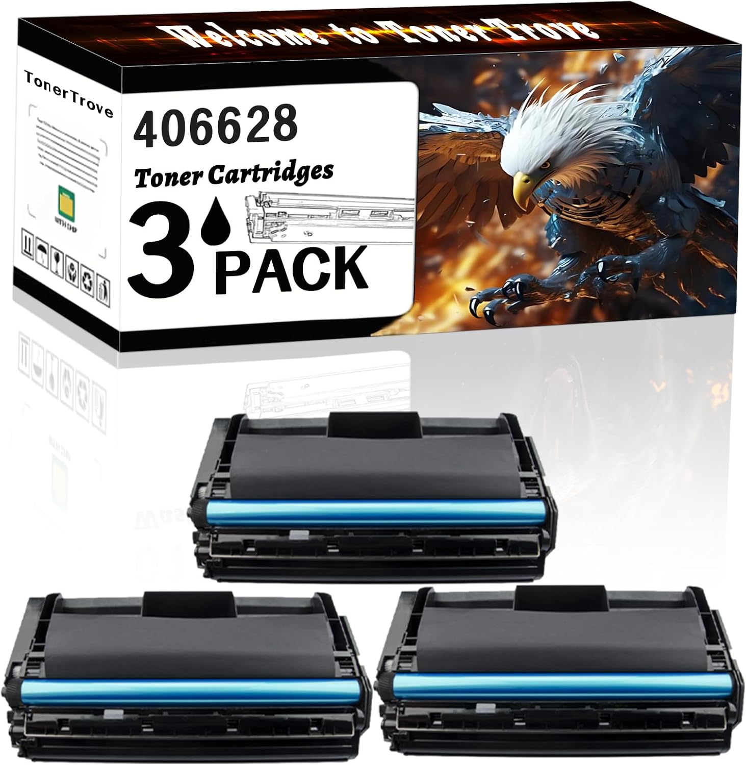 AGNNQ 406628 Toner Cartridges Compatible for Savin MLP235N Printers, Office Printing is Easy Clear Smooth (3 Pack Black)