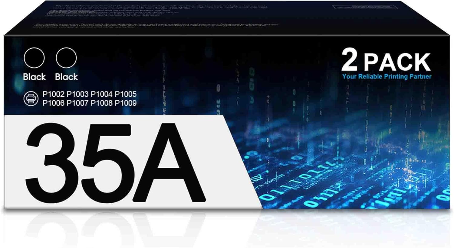 BERRYSKY 35A Black Toner Cartridge Replacement for HP 35A CB435A Black Toner P1005 P1006 P1007 P1008 P1009 P1002 P1003 P1102w P1109w Pro MFP M1212nf M1217nfw M1522nf M1120 P1505 Printer [2-Pack]