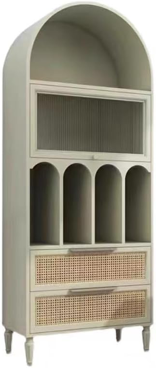 ZHFytsh-0668 Shelf Bookcase Floor-Standing Small Bookcase Retro Arched Light Green Floor-Standing Bookcase Bookcase Storage Shelves