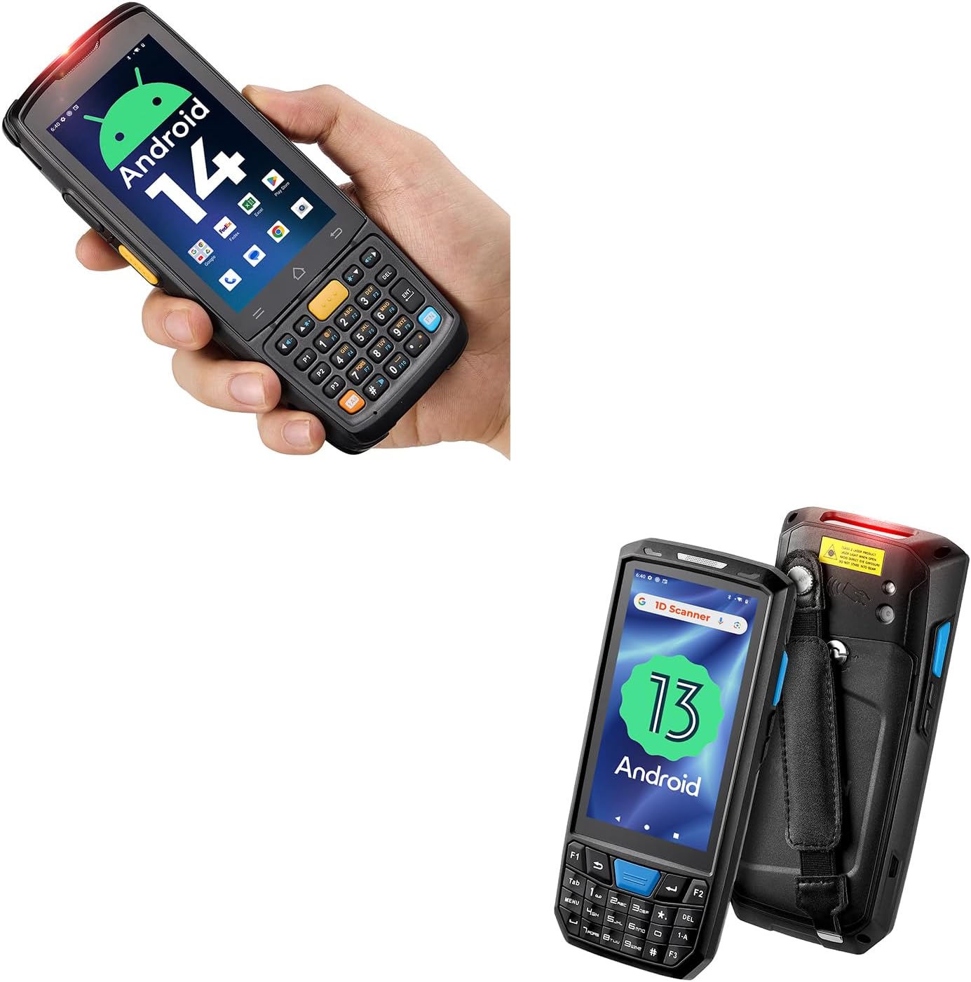 MUNBYN Android 14 Barcode Scanner, 4GB+64GB PDA Handheld, Equipped with Honeywell HS7, and Android 13 Barcode Scanner 035Pro, Equip with Honeywell N4313 1D Handheld Scanner