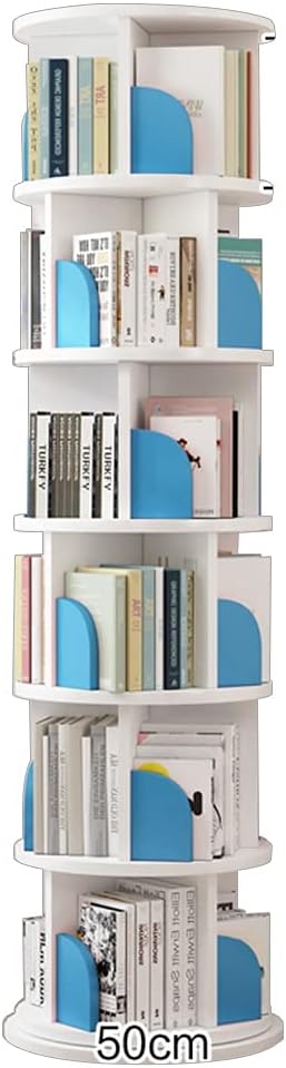 Bookcases 360°Rotating Bookshelf, Children's Multi-Layer, Cultivate Children's Interest in Reading, CD Storage Rack (Blue 50 * 190cm)