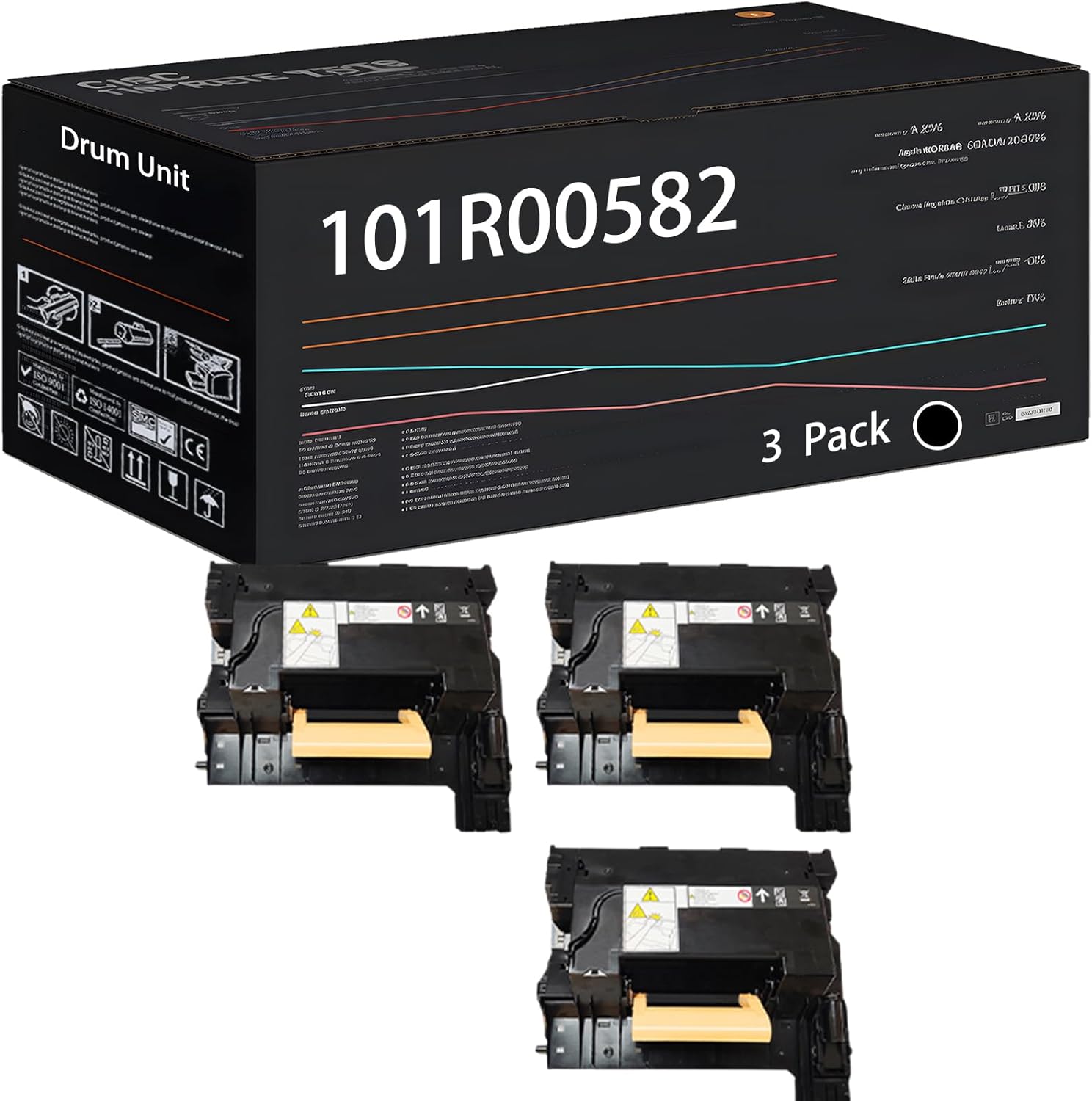 UVUMB Compatible with Xerox 101R00582 Drum Unit Work for Xerox VersaLink B600 B605 B610 B615 Printers, with Chip, High Yield 60500 Pages, High-Definition Printing (3 Pack Black)