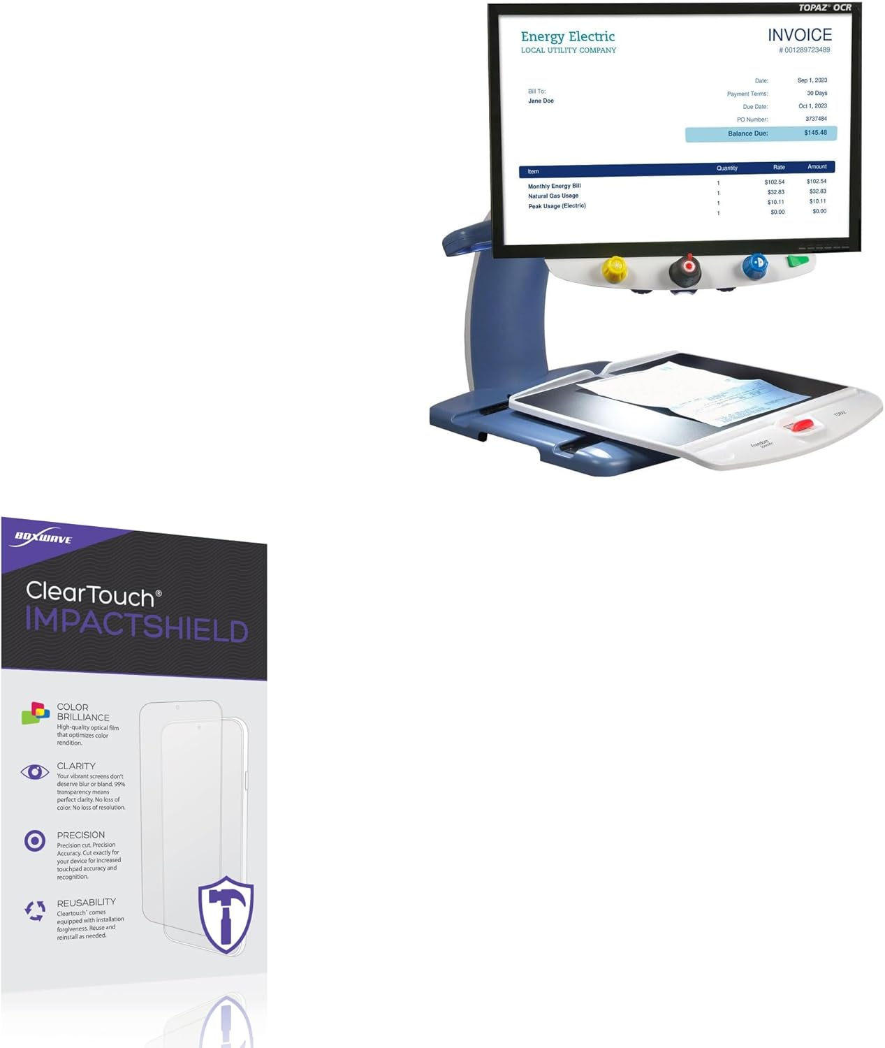 BoxWave Screen Protector Compatible with Freedom Scientific Topaz OCR (24 in) - ClearTouch ImpactShield (2-Pack), Impenetrable Screen Protector Flexible Film