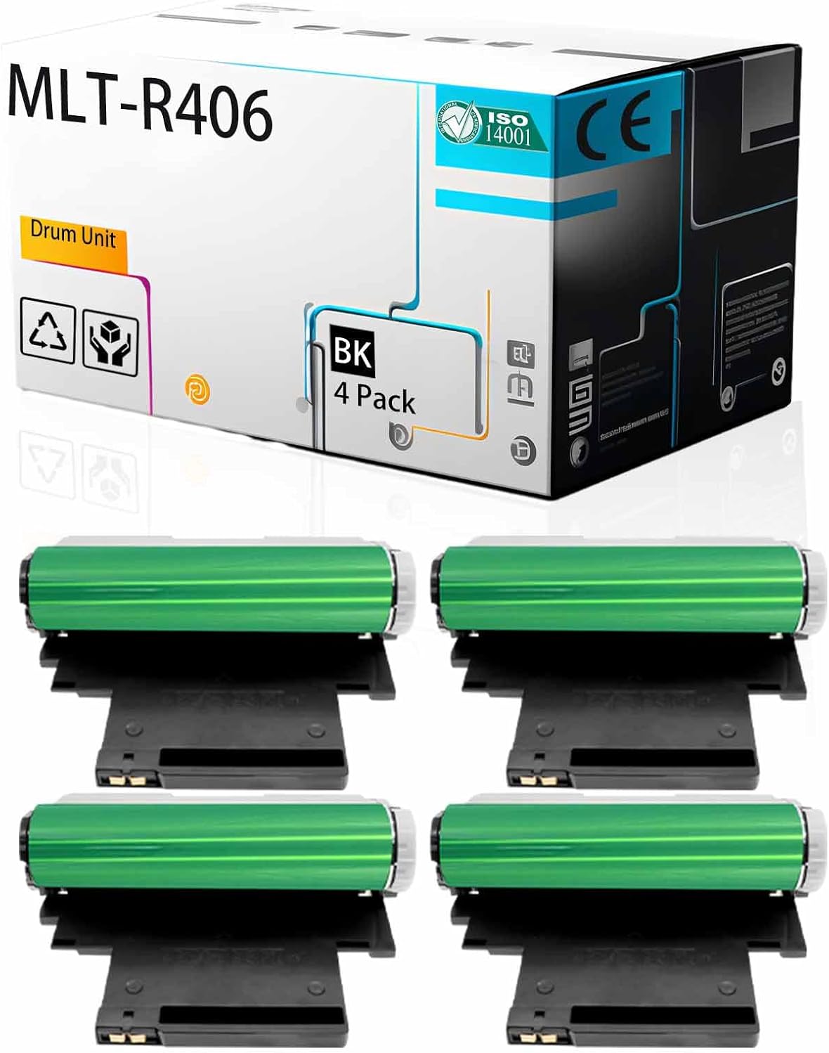 MLT-R406 Drum Unit Compatible for Samsung CLP-360 362 363 364 365 365W 366W 367W 368 Printer, High Print Page Volume with Chip (Black 4Pack)