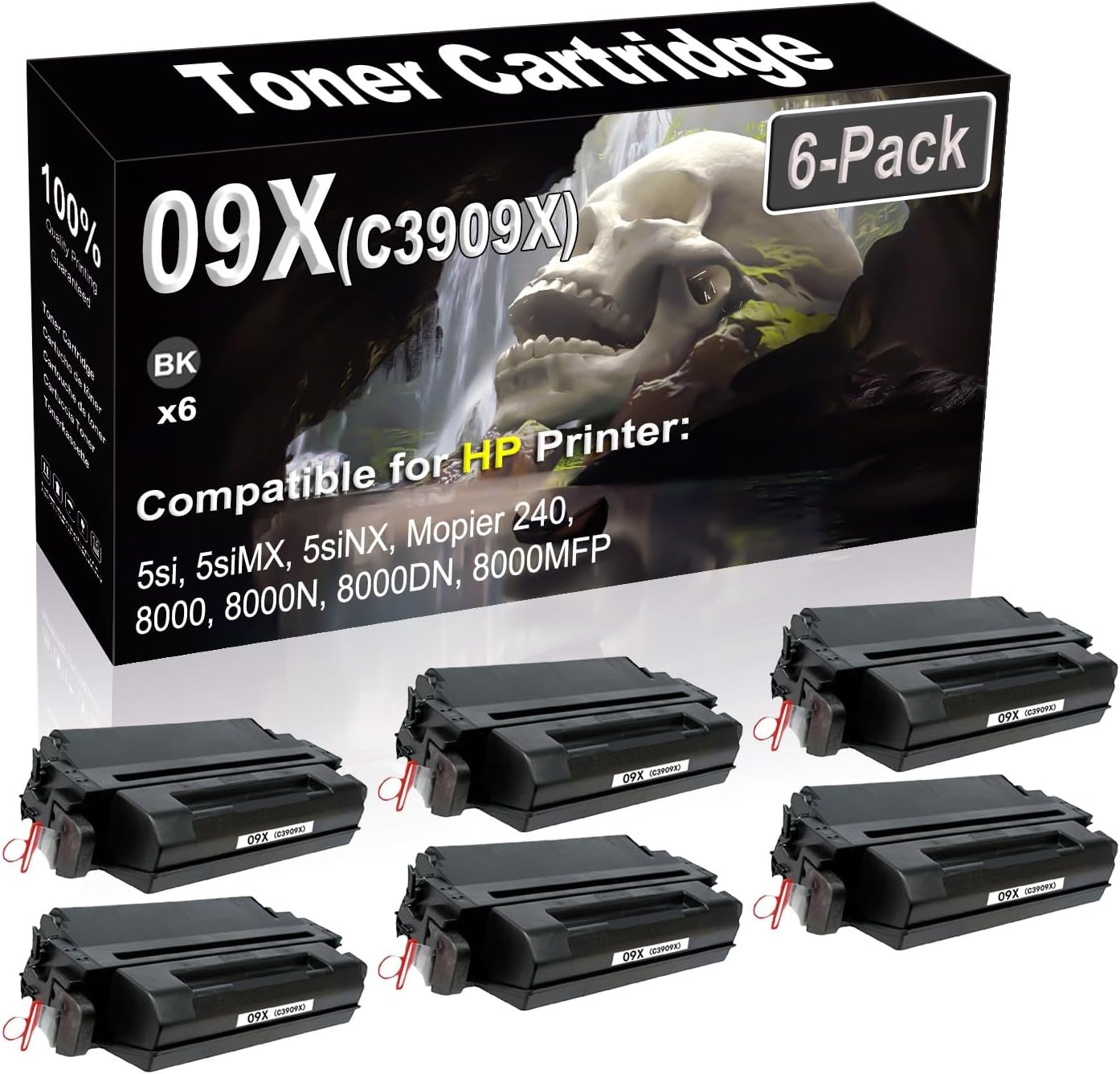 SINIYA 6-Pack (Black) Compatible 5si 5siMX 5siNX Mopier 240 8000 8000N 8000DN 8000MFP Laser Printer Cartridge (High Capacity) Replacement for 09X C3909X Printer Cartridge