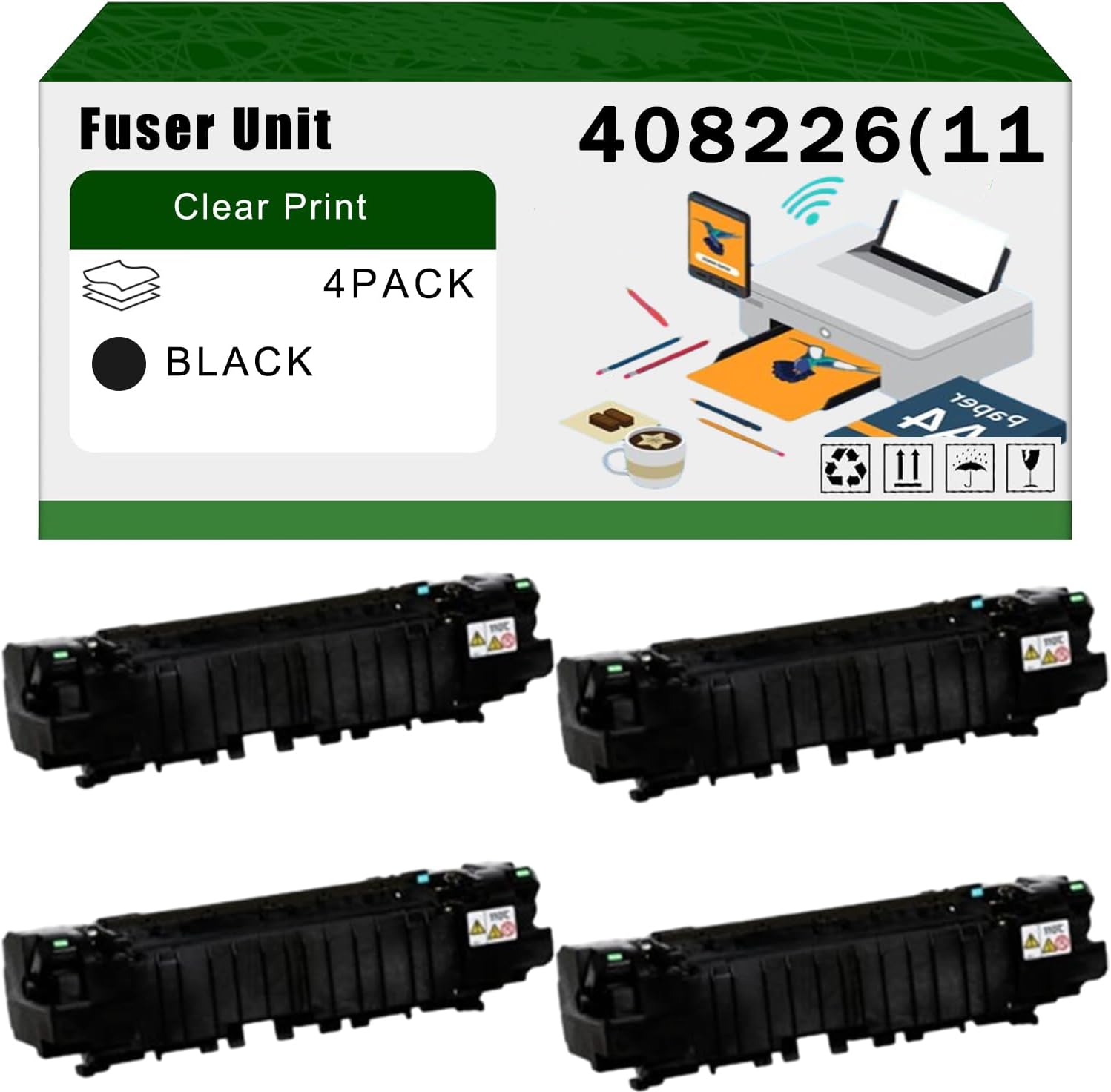 AGNNQ Compatible for Ricoh 408226(110V) Fuser Unit SP C360SNWTD C361SFNW Aficio SP C352 SP C352DN Printers, High Yield 30000 Pages Bright Clear Colors (4 Pack Black)