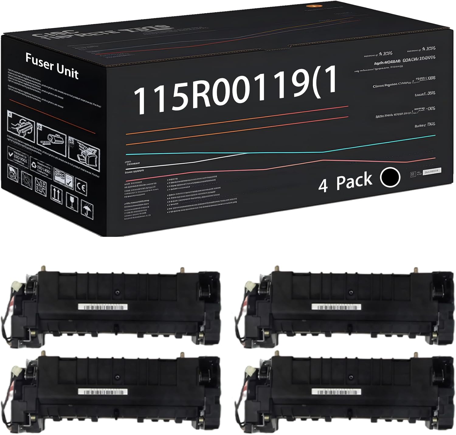 UVUMB Compatible with Xerox 115R00119(110V) Fuser Unit Work for Xerox VersaLink B400dn B400n B405dn Printers, with Chip, High Yield 200000 Pages, High-Definition Printing (4 Pack Black)