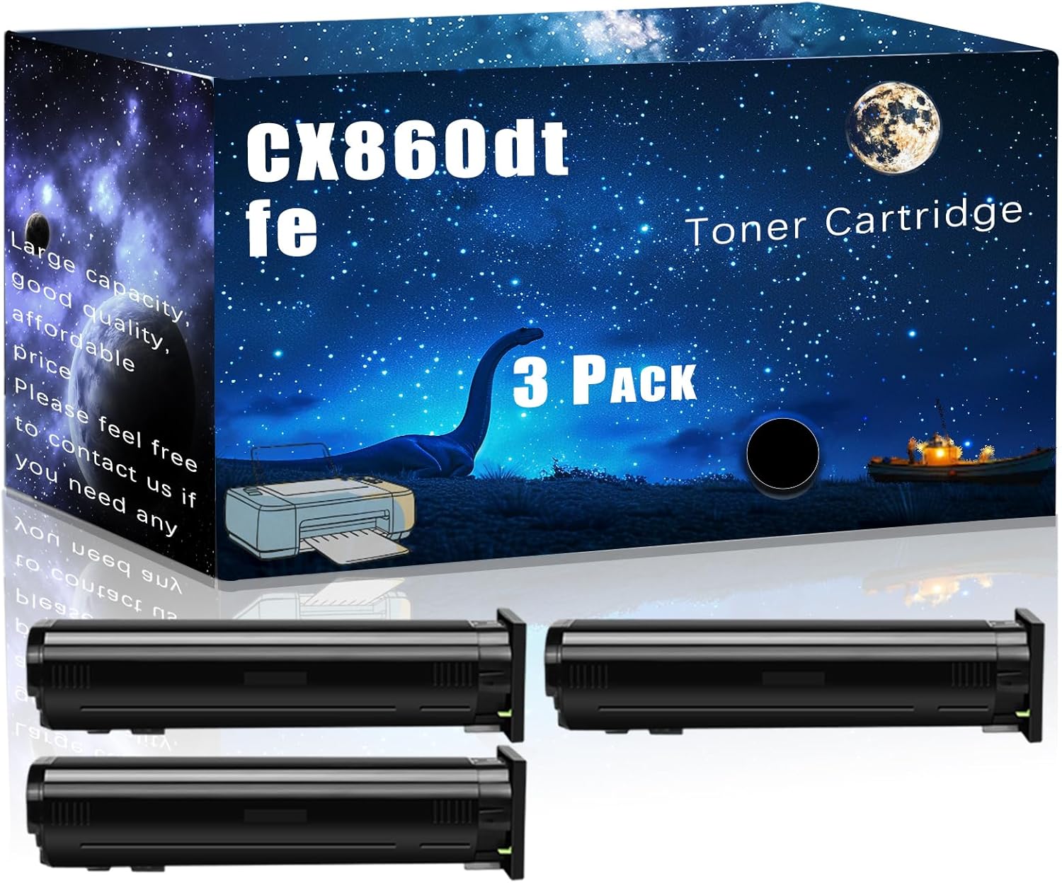 CX860dtfe Compatible Toner Cartridge Replacement for Lexmark High Yield Compatible CX825de CX825dte CX825dtfe CX860dte Printer, Meet Printing Needs (3 Pack Black)