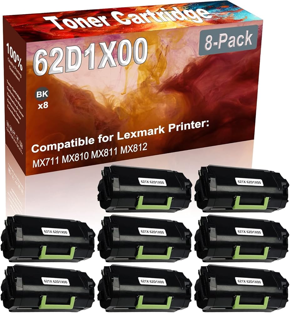 Credibility Store 8-Pack (Black) Compatible High Yield 62D1X00 (621X) Printer Cartridge use for MX711 MX810 MX811 MX812 Printer