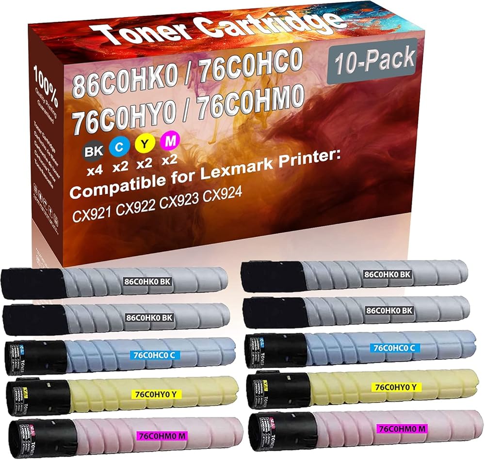Credibility Store 10-Pack (4BK+2C+2Y+2M) Compatible CX921 CX922 Laser Toner Cartridge (High Capacity) Replacement for 86C0HK0 76C0HC0 76C0HY0 76C0HM0 Printer Toner Cartridge