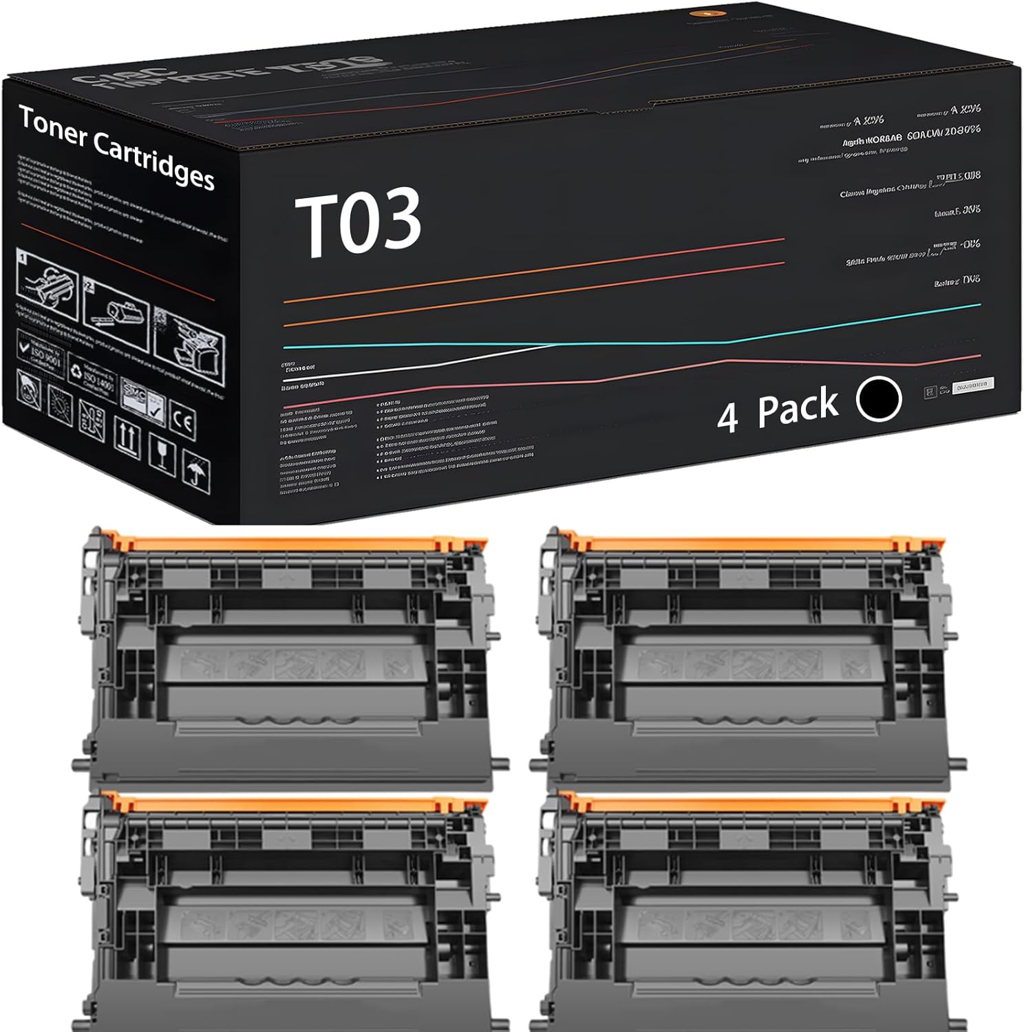 UVUMB Compatible with Canon T03 Toner Cartridges Work for Canon imageRUNNER Advance DX 527iF DX 527iFZ DX 529IF DX 529IFZ DX 617iF DX Printers (4 Pack Black)