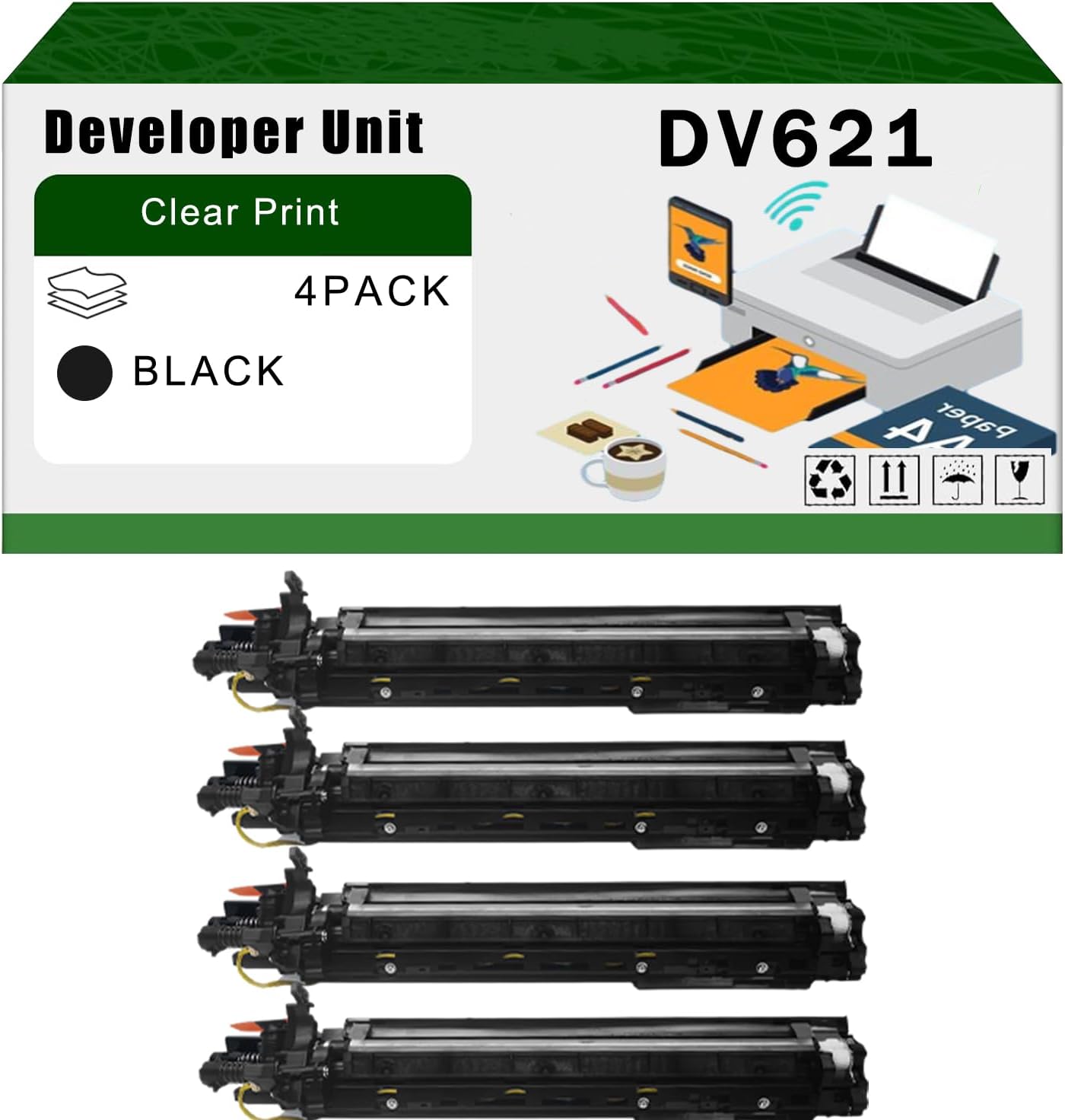AGNNQ Compatible for Konica Minolta DV621 ACV803D Developer Unit bizhub 300i 301i 360i 361i 451i 551i 651i 750i 751i C450i C451i C550i C551i C650i C651i Printers (4 Pack Black)