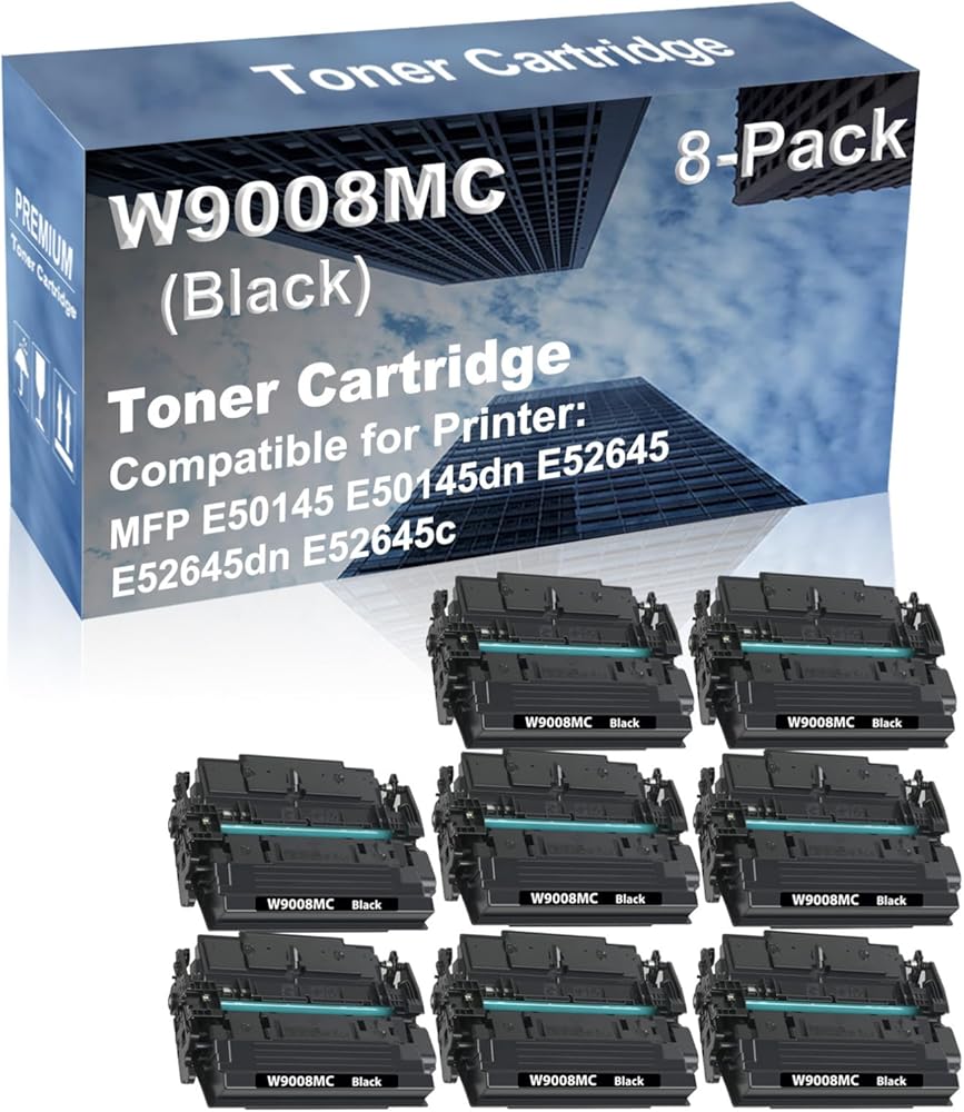 8-Pack Compatible High Yield E50145 E50145dn E52645 E52645dn E52645c Printer Cartridge Replacement for W9008MC Toner Cartridge (Black)
