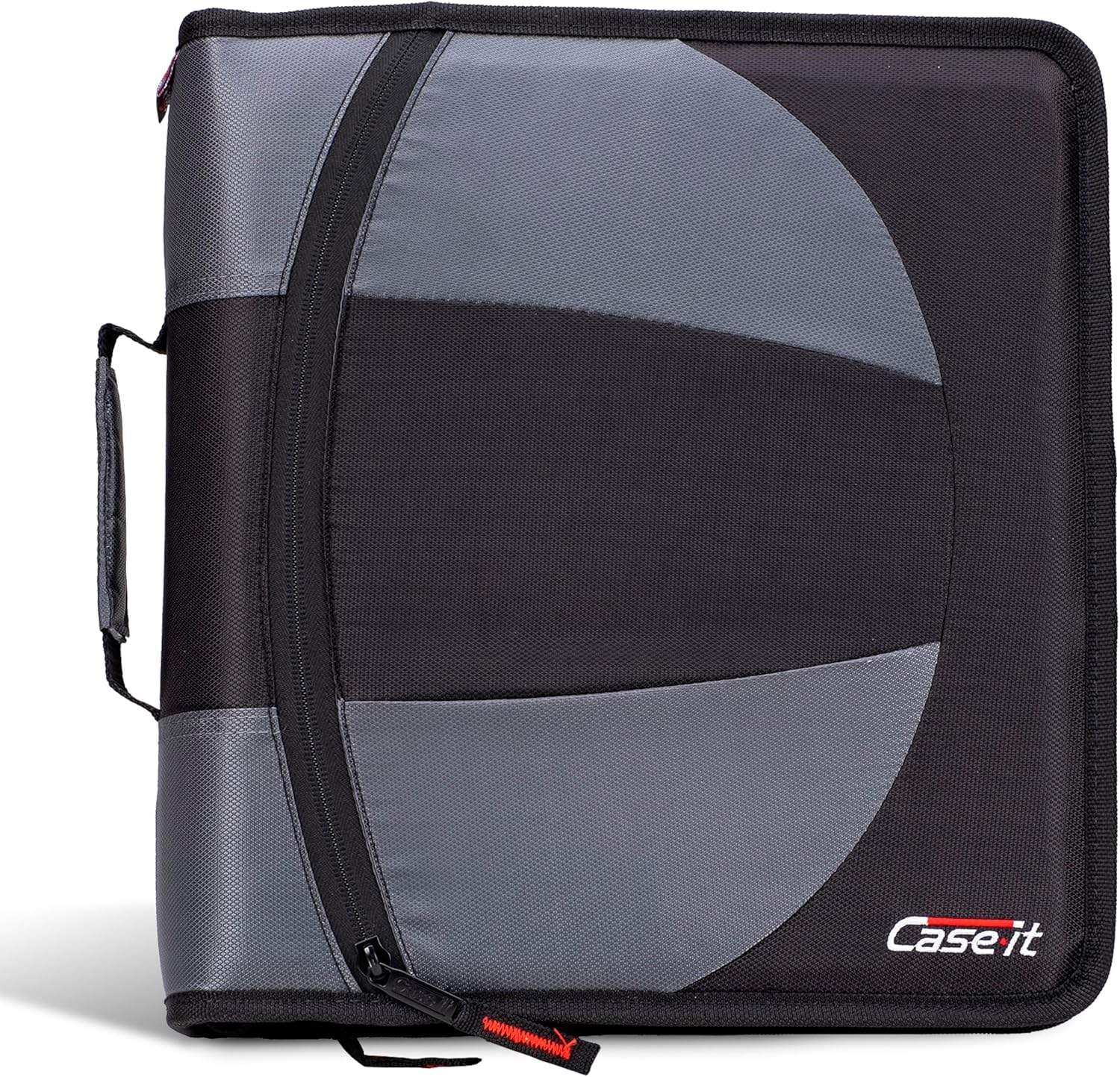 Case-it The Dual 2-in-1 Zipper Binder | Two 1.5-Inch D-Rings, 600 Sheet Capacity, Pencil Pouch & Multiple Pockets | School & Office Organizer with Shoulder Strap | Dual-101 Jet Black (Pack of 6)