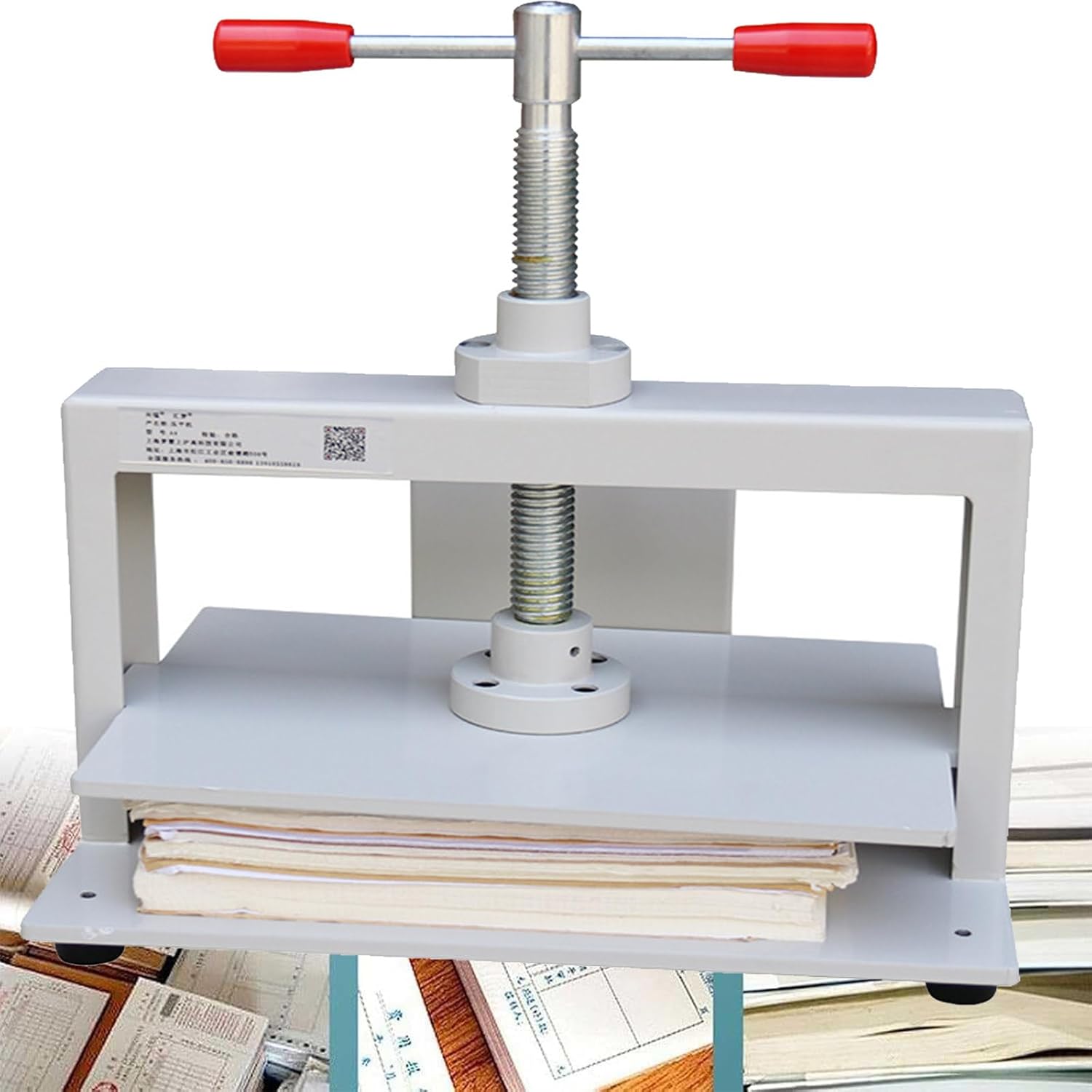 JJENXYYDS Small Manual A5/A4/A3 Voucher Bill banknote Document Paper Flattening Machine,Bookbinding Press Machine,with Double Balance Rod,for Bookbinding, Invoice Banknotes Books Stamps,A5