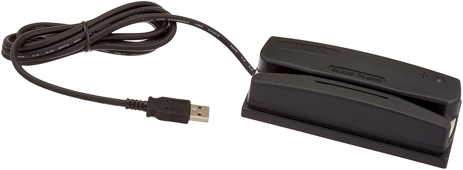 Idtech WCR3227-600US Omni Barcode and MagStripe Reader, Vis Red, Sealed, USBRS232, Emulation, Black