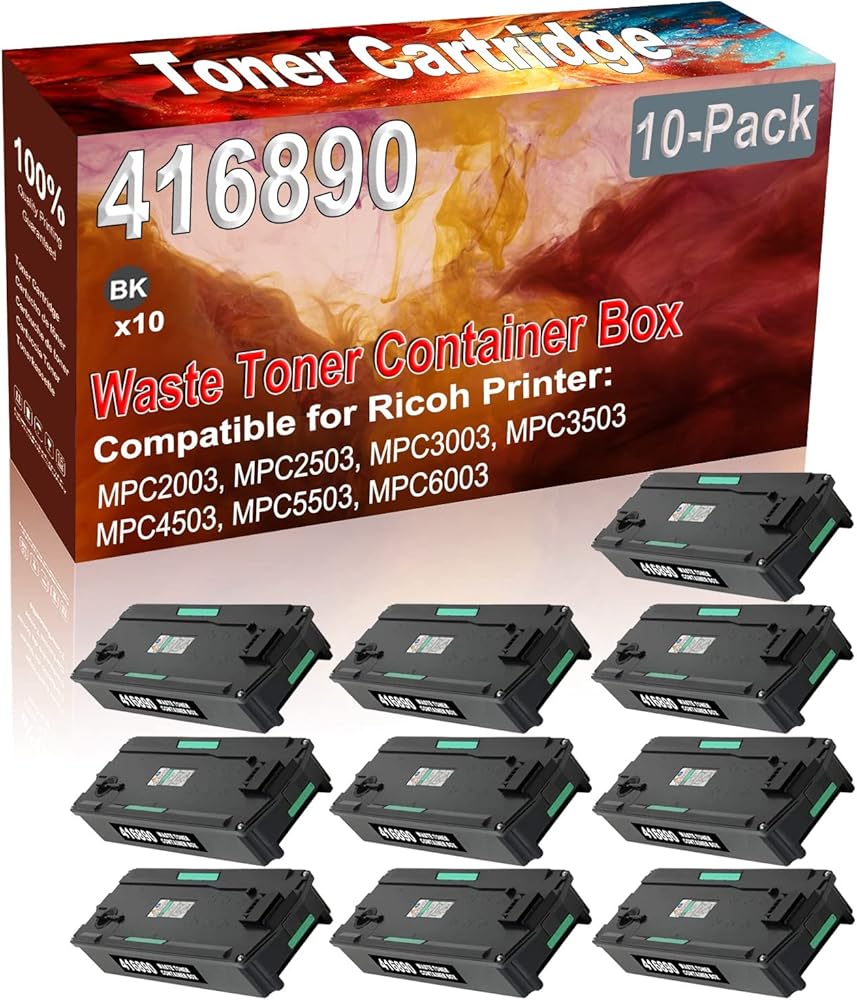 Credibility Store 10-Pack (Black) Compatible High Yield 416890 Waste Toner Container Box use for Ricoh MPC2003 MPC2503 MPC3003 MPC3503 MPC4503 MPC5503 MPC6003 Printer