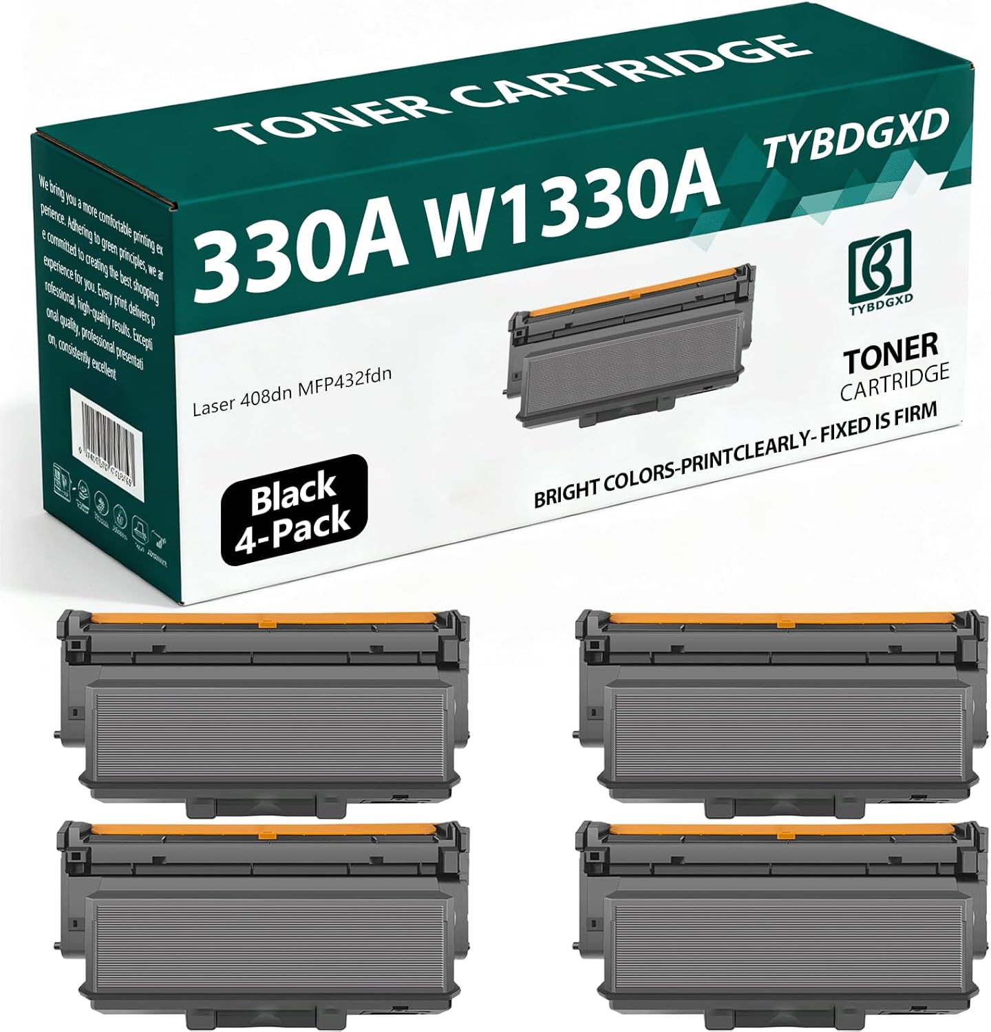 TYBDGXD 330A W1330A High Yield Black 5,000 Pages Toner Cartridge Compatible for HP Compatible Replacement for HP Laser 408dn MFP 432fdn Printers,4-Pack