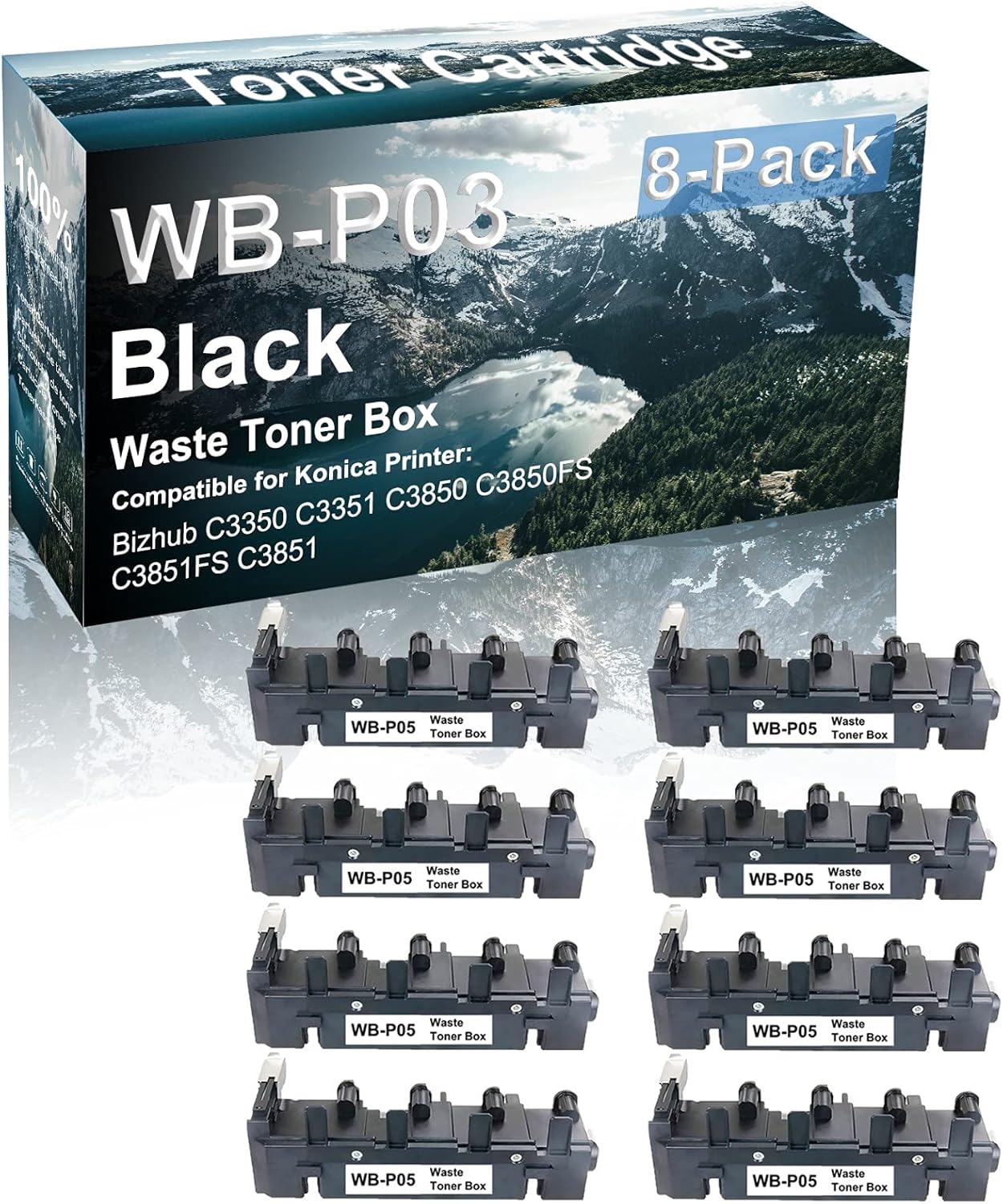 Credibility Store 8-Pack Compatible High Yield C3350 C3351 C3850 C3850FS C3851FS C3851 Printer Waste Cartridge Replacement for Konica Minolta WB-P05 WBP05 Toner Cartridge (Black)