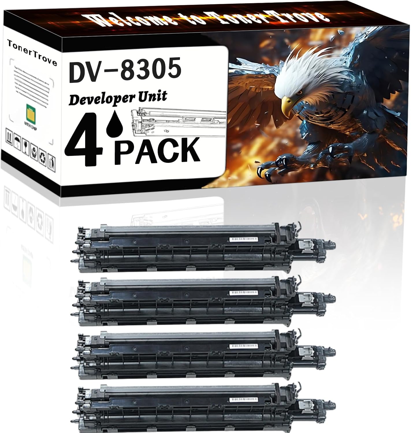 LECUU DV-8305 Developer Unit Compatible for Copystar TASKalfa 3050ci 3051ci 3550ci 3551ci Printers, Office Printing is Easy Clear Smooth (4 Pack Black)