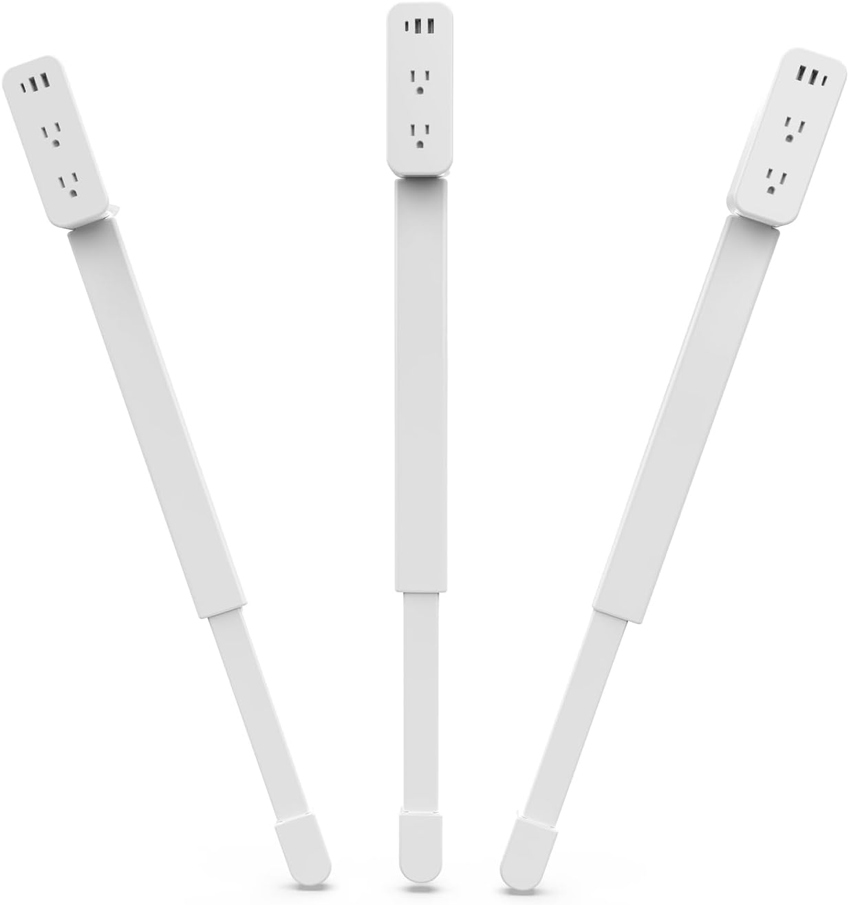 Electrical Outlet Extender Stick 3pack | 180° Swivel | Extends 23-35 in for Hard-to-Reach Places | 2 AC Outlets + 3 Ports (USB-C/USB-A) for Bed, Dorm, Office & Sofa