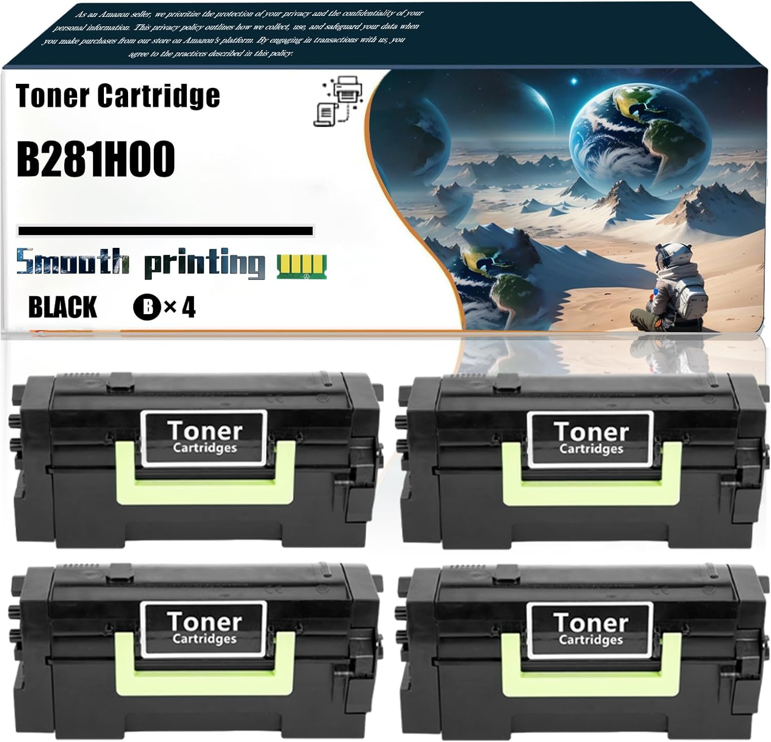 Replacement Parts Toner Cartridge B281H00 Compatible with Lexmark B2865dw Printers, Contains Chip and Clear Printing (4 Pack Black)