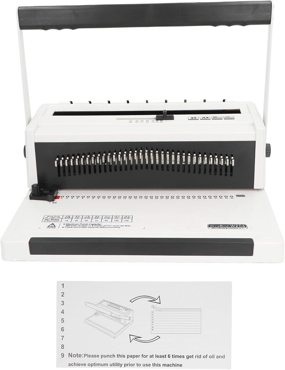 Wire Binder Machine with 3:1 Pitch, Round Hole Punch, Humanized Handle, 34 Hole Capacity - Multifunctional Binding Kit, Easy Use for DIY Notebook Kits and Office Use