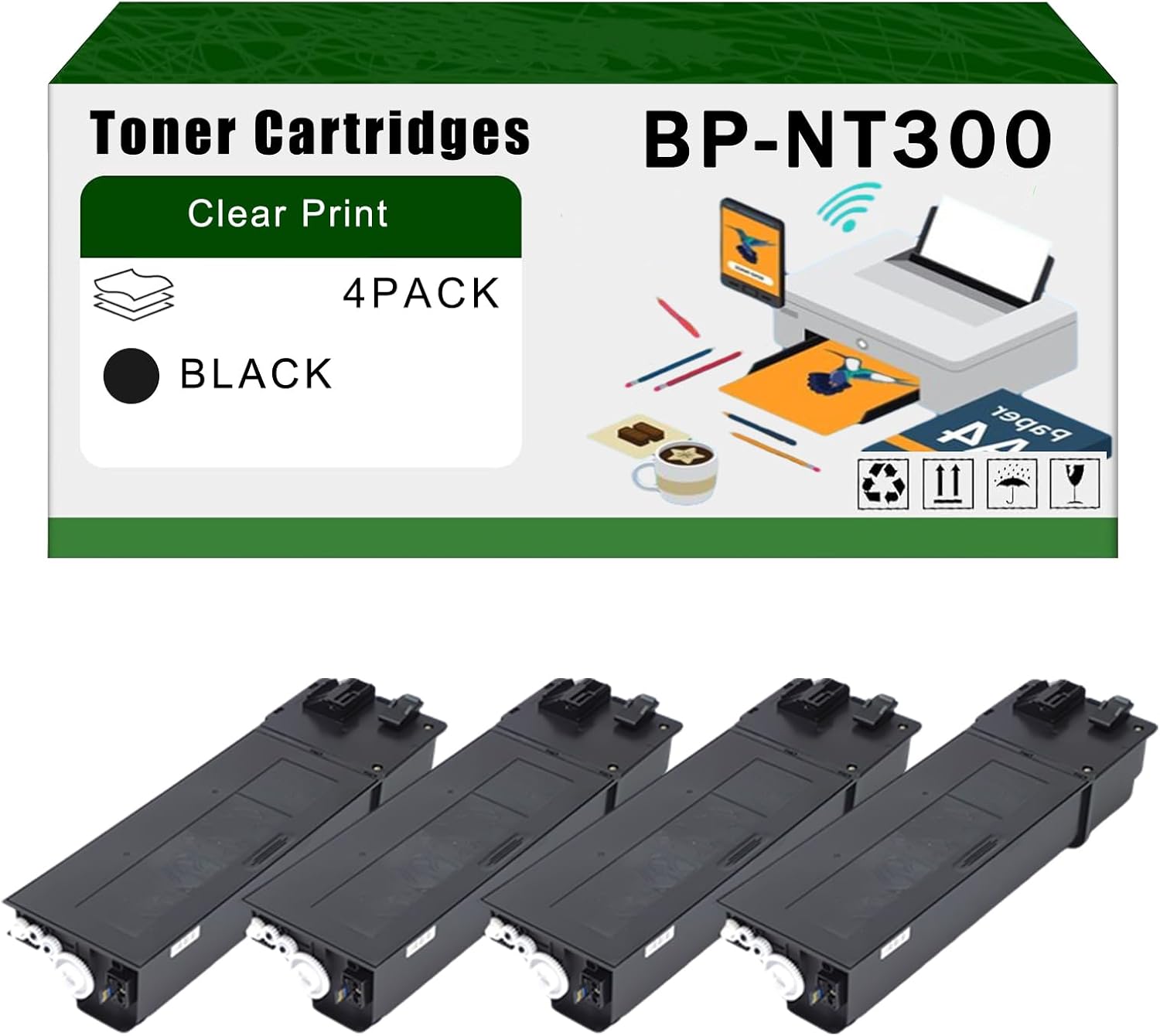 AGNNQ Compatible for Sharp BP-NT300 Toner Cartridges BP-M2851R BP-M3151R BP-M3551R Printers, High Yield 26000 Pages Bright Clear Colors (4 Pack Black)