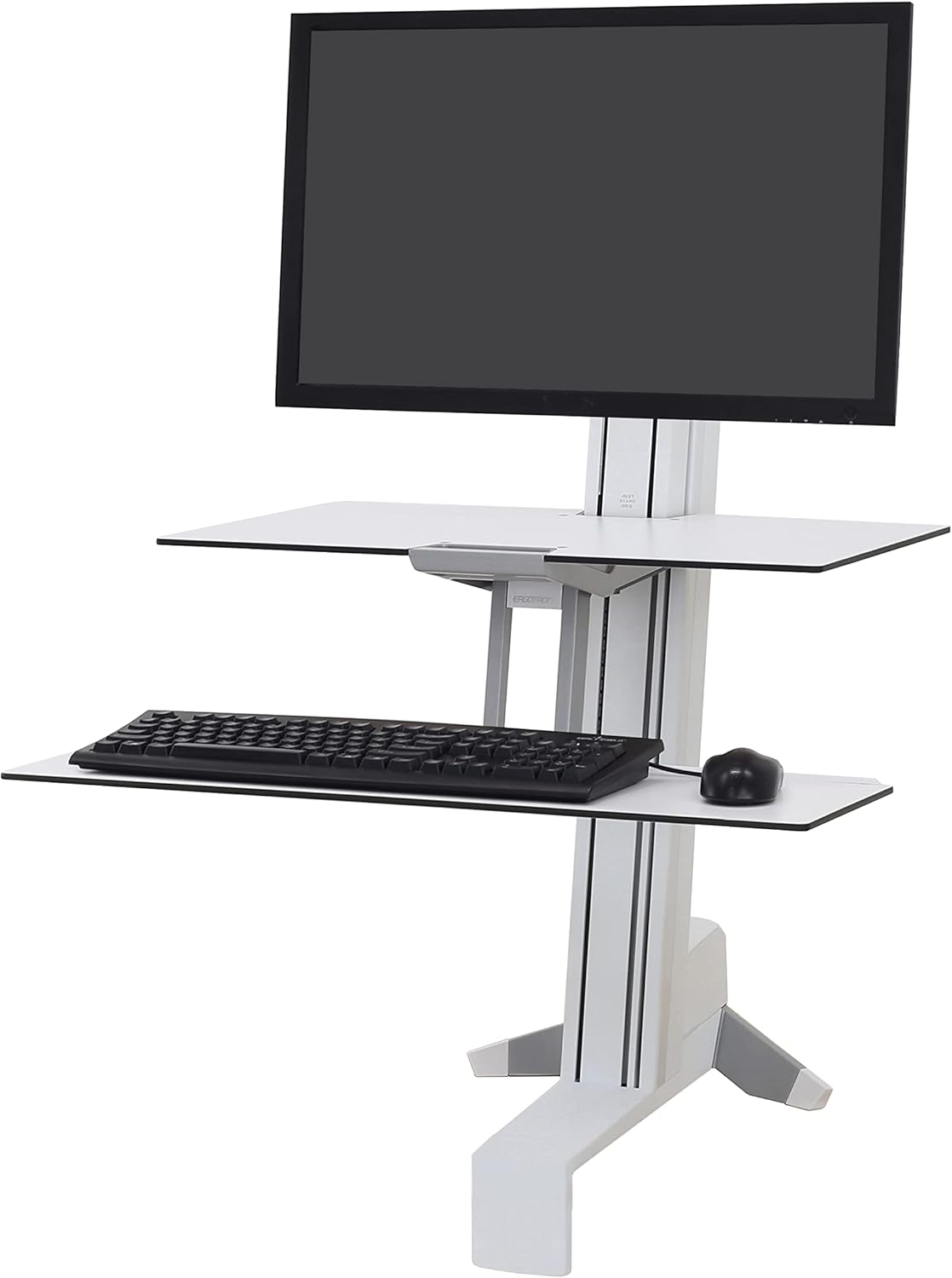 Ergotron – WorkFit-S HD Single Monitor Standing Desk Converter, Sit-Stand Workstation for Tabletops – 16 to 28 lbs, White