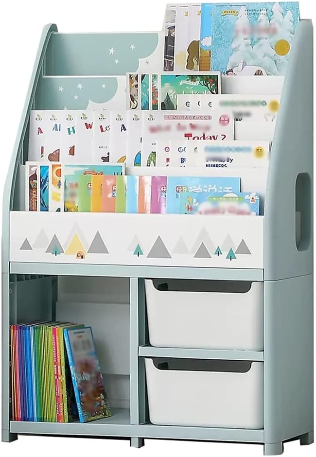 GIZNXBA Kids Bookshelf, Book Racks and Cabinet, Floor Standing Bookcase, Multi-Level Picture Album Display, Toy Storage Organizer for Bedroom,Living Room,Office (Color : 6 Tier-A)
