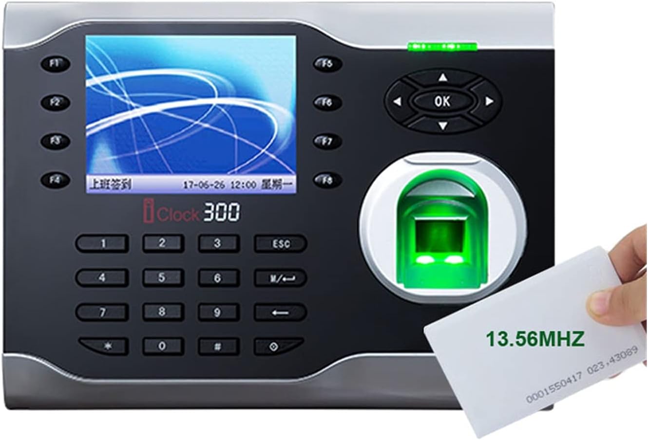 GHJKLZNMRU Time Clock TCP/IP USB Biometric Fingerprint Time Clock Office Attendance System Recorder Employee Machine Free Software Office Electronics Products (Color : IClock300) (Iclock300 Ic)