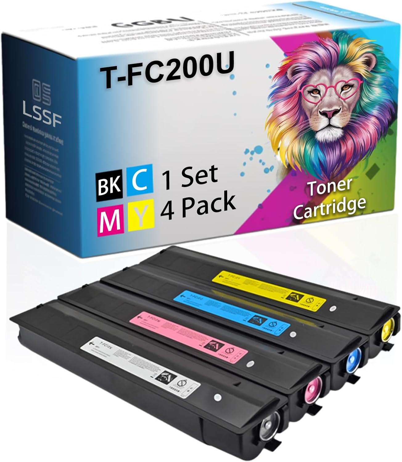 LSSF Compatible for Toshiba E-Studio 2000AC 2500AC Printers, T-FC200U T-FC200UK T-FC200UC T-FC200UM T-FC200UY Toner Cartridge, Ultra-High Print Page Count with Chip 38400 Pages (Multicolor)