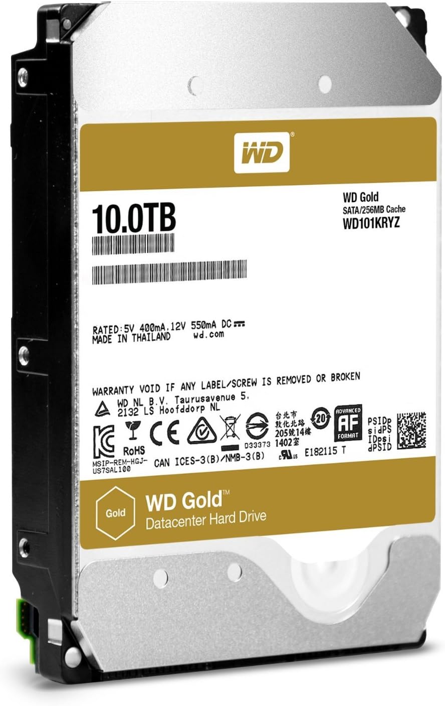 WD Gold 10TB Enterprise Class Hard Disk Drive - 7200 RPM Class SATA 6 Gb/s 128MB Cache 3.5 Inch - WD101KRYZ