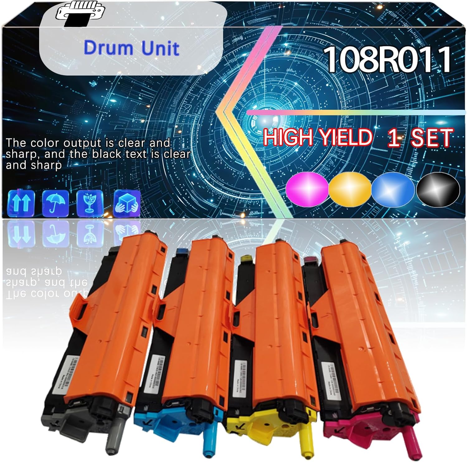 108R01121 Compatible for Xerox Phaser 6600DN Phaser 6600N Printers, Replacement Drum Unit High Yield Printer Accessories (4-Pack BK/C/M/Y)