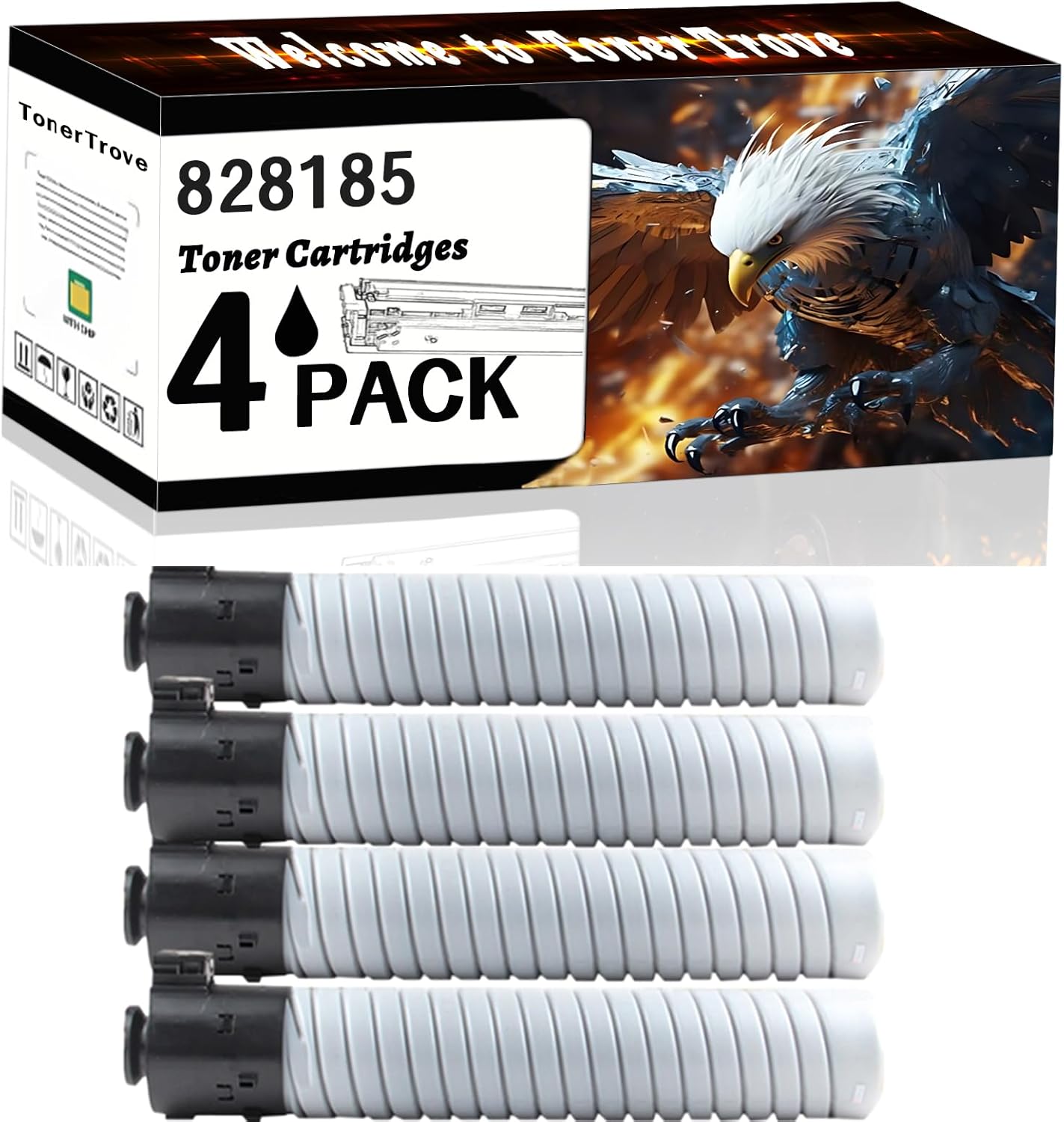 AGNNQ 828185 Toner Cartridges Compatible for Ricoh Pro C651EX Pro C751 Pro C751EX Printers, Office Printing is Easy Clear Smooth (4 Pack Black)