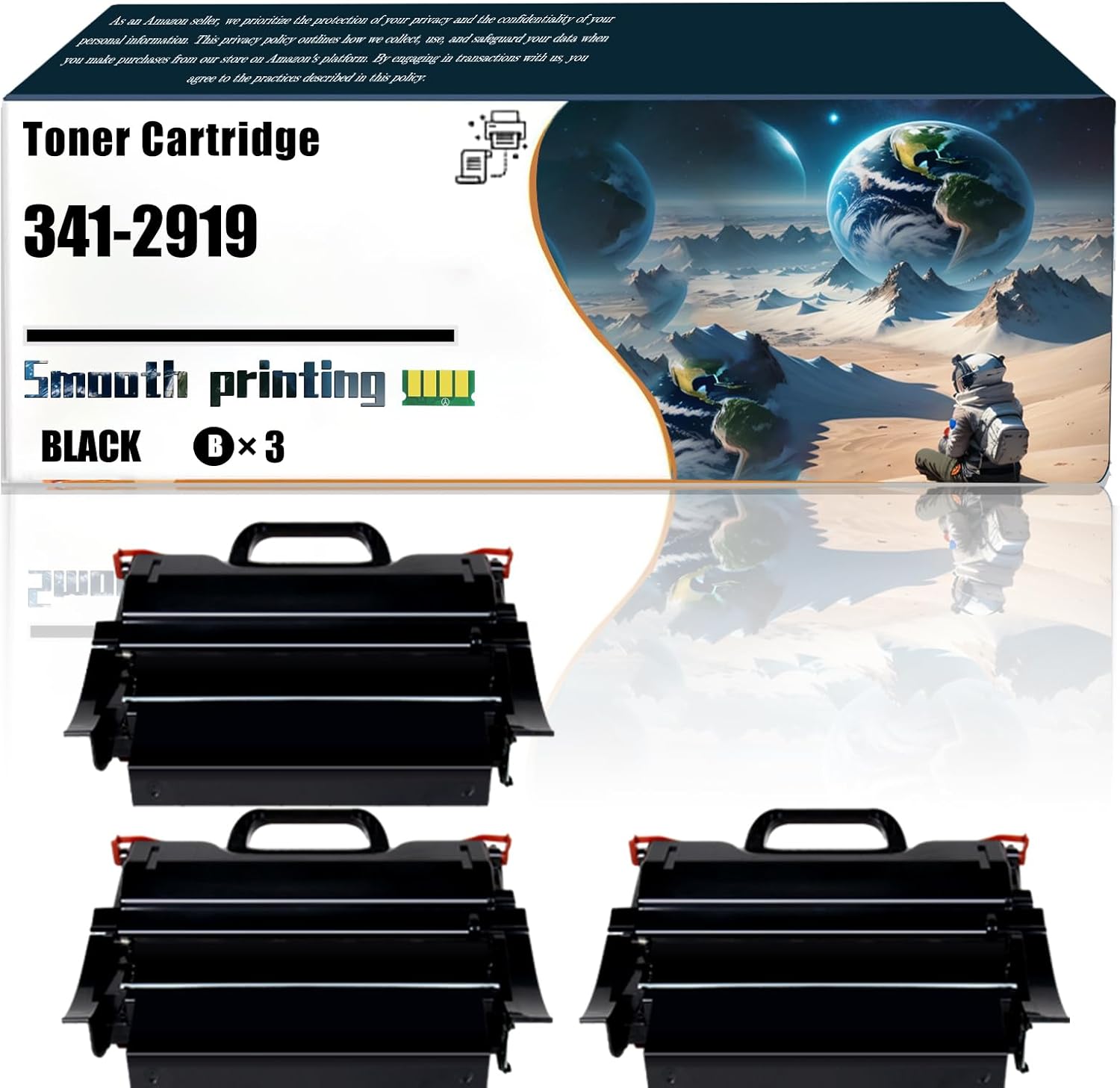 Replacement Parts Toner Cartridge 341-2919 Compatible with Dell 5210n 5310n Printers, Contains Chip and Clear Printing (3 Pack Black)