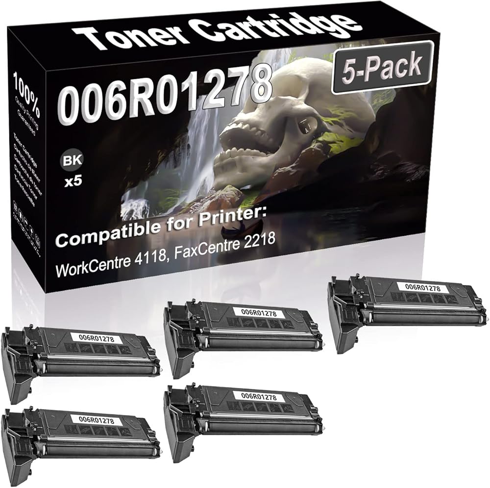SINIYA 5-Pack (Black) Compatible WorkCentre 4118 FaxCentre 2218 Laser Printer Cartridge (High Capacity) Replacement for 006R01278 Printer Cartridge