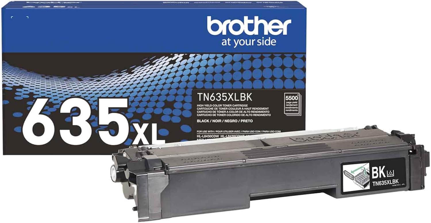 Brother Genuine TN635XLBK High Yield Black Toner Cartridge, 1 Pack